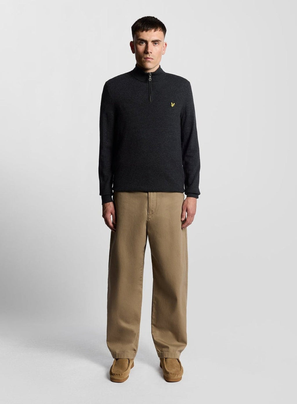 LYLE & SCOTT Lambswool Blend Quarter Zip Jumper Jet Black Marl