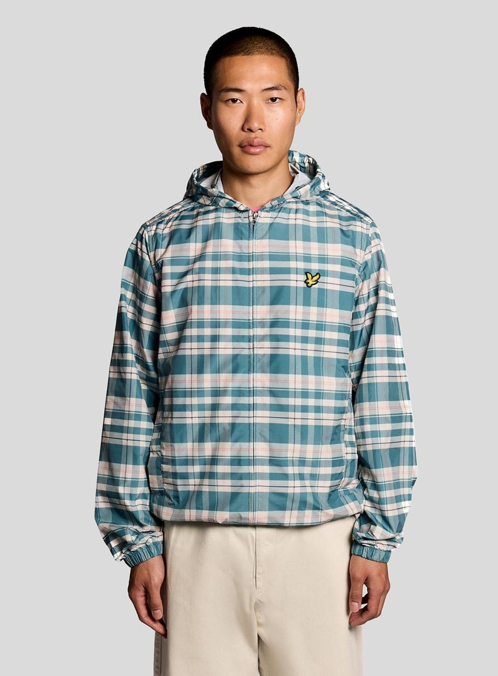 LYLE & SCOTT Tartan Hooded Zip Through Jacket Everglade