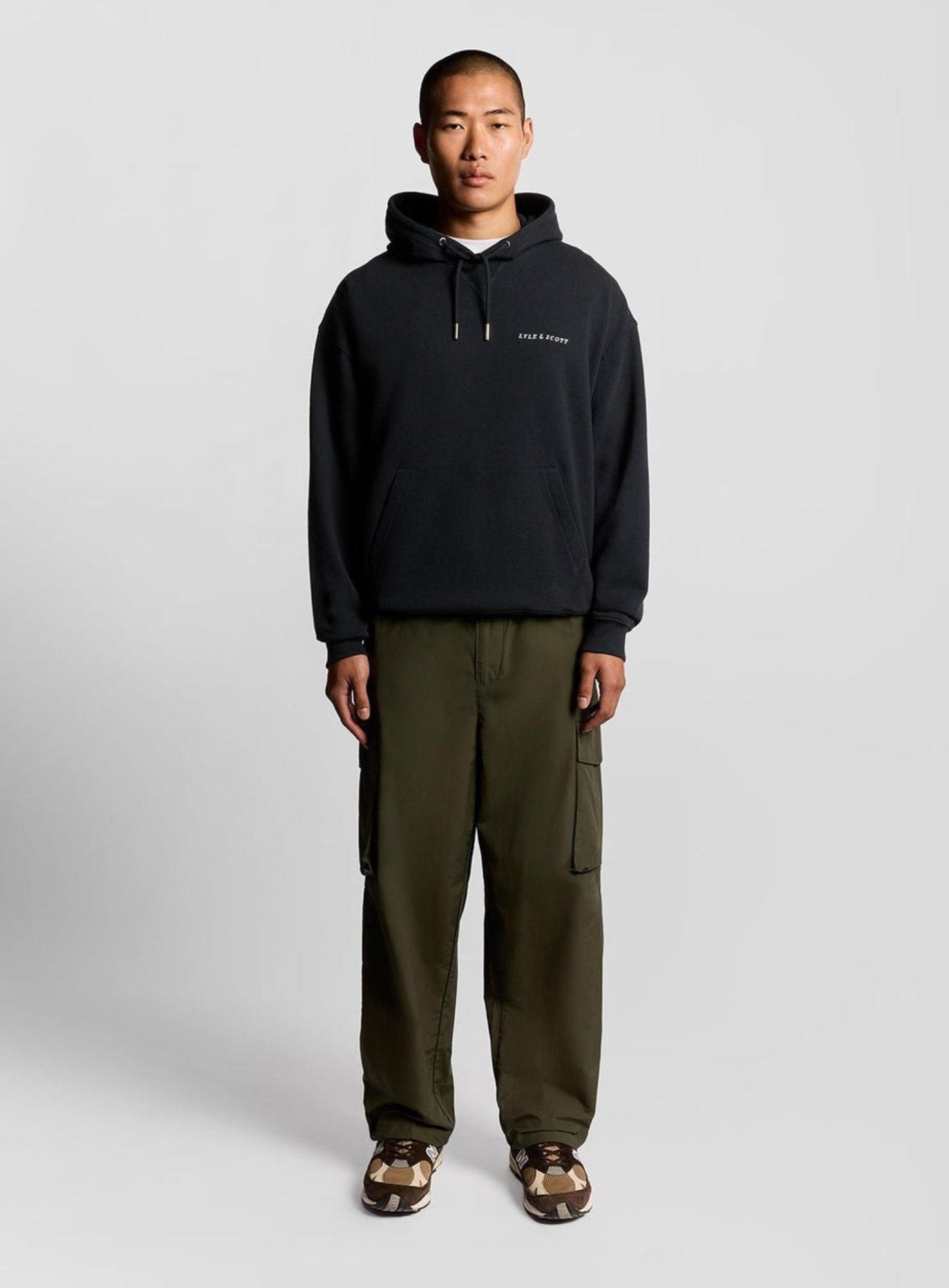 LYLE & SCOTT Script Brushback Pullover Hoodie Dark Navy