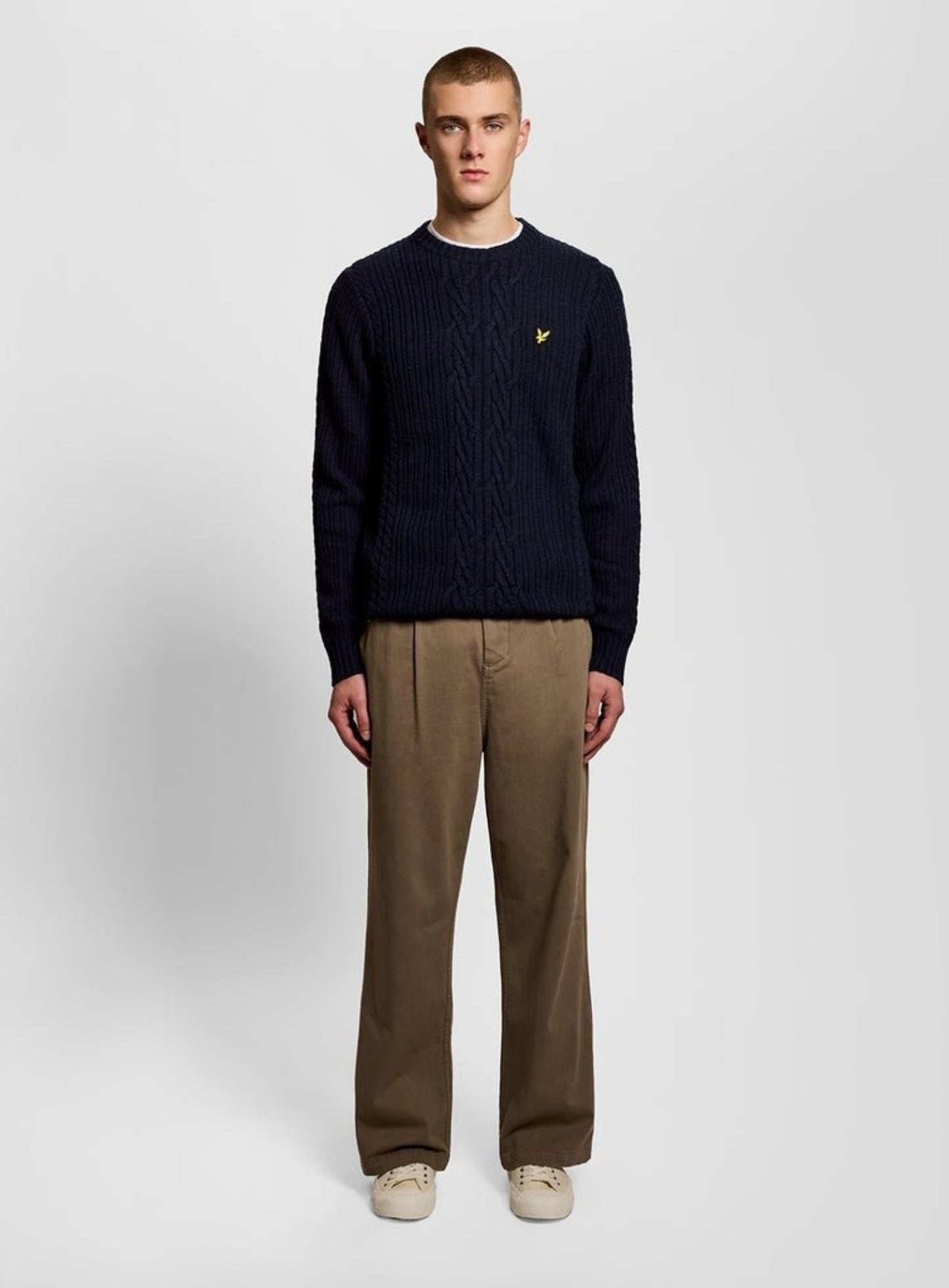 LYLE & SCOTT Ribbed Cable Knit Jumper Dark Navy Marl