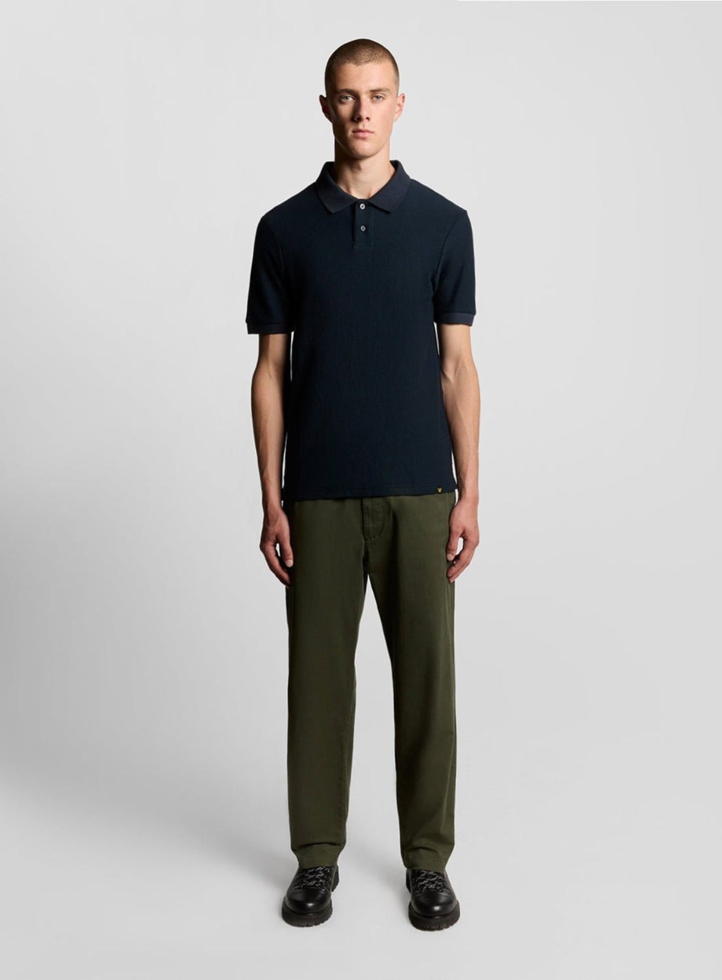 LYLE & SCOTT Jacquard Dobby Polo Shirt Dark Navy