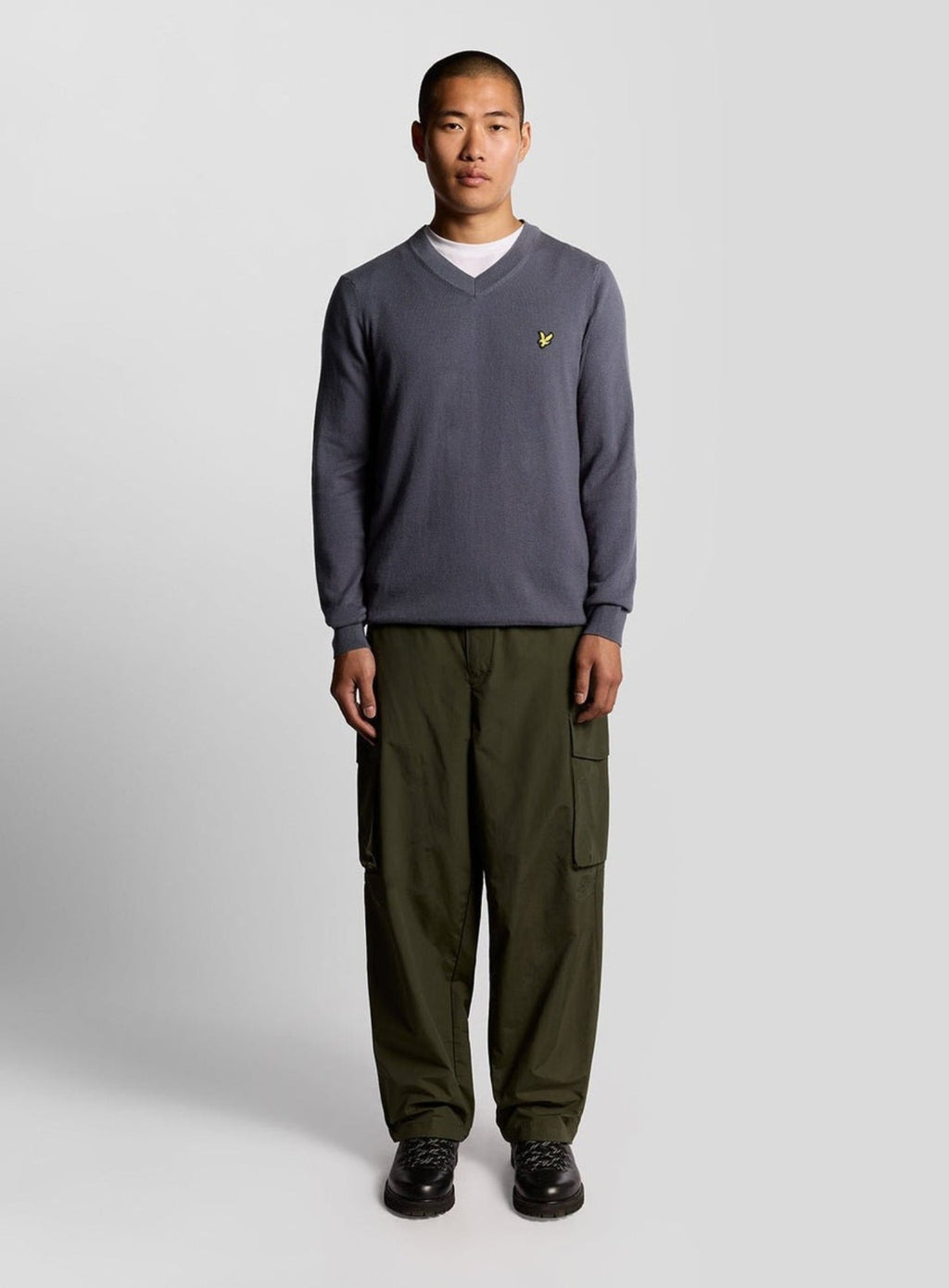 LYLE & SCOTT Cotton Merino V Neck Jumper Graystone