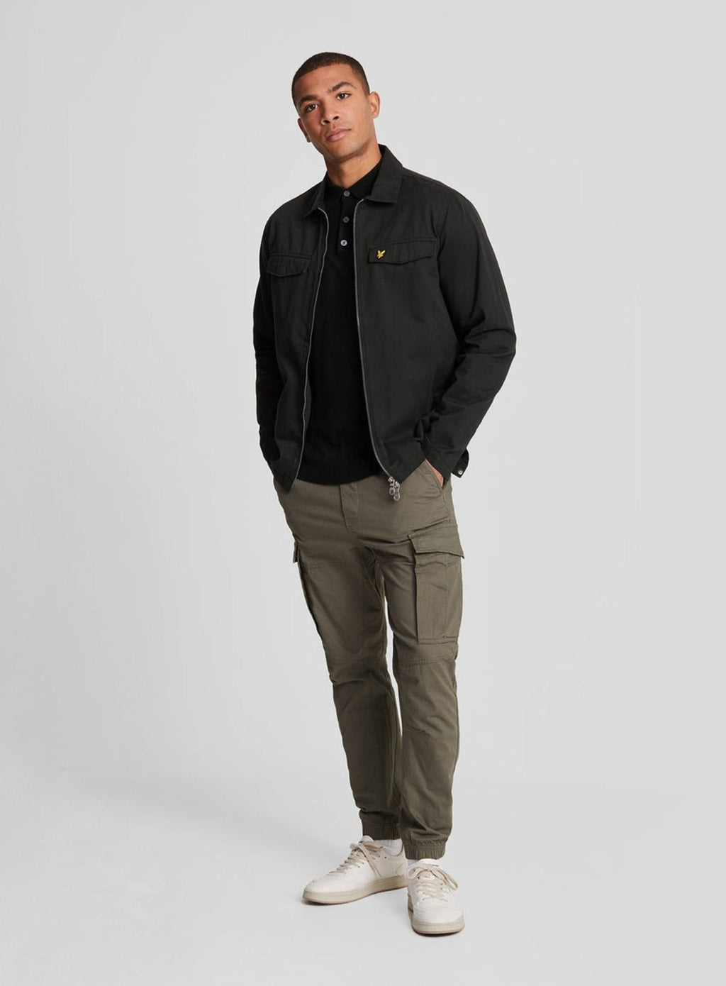 LYLE & SCOTT Cotton Merino Long Sleeve Knitted Polo Jet Black
