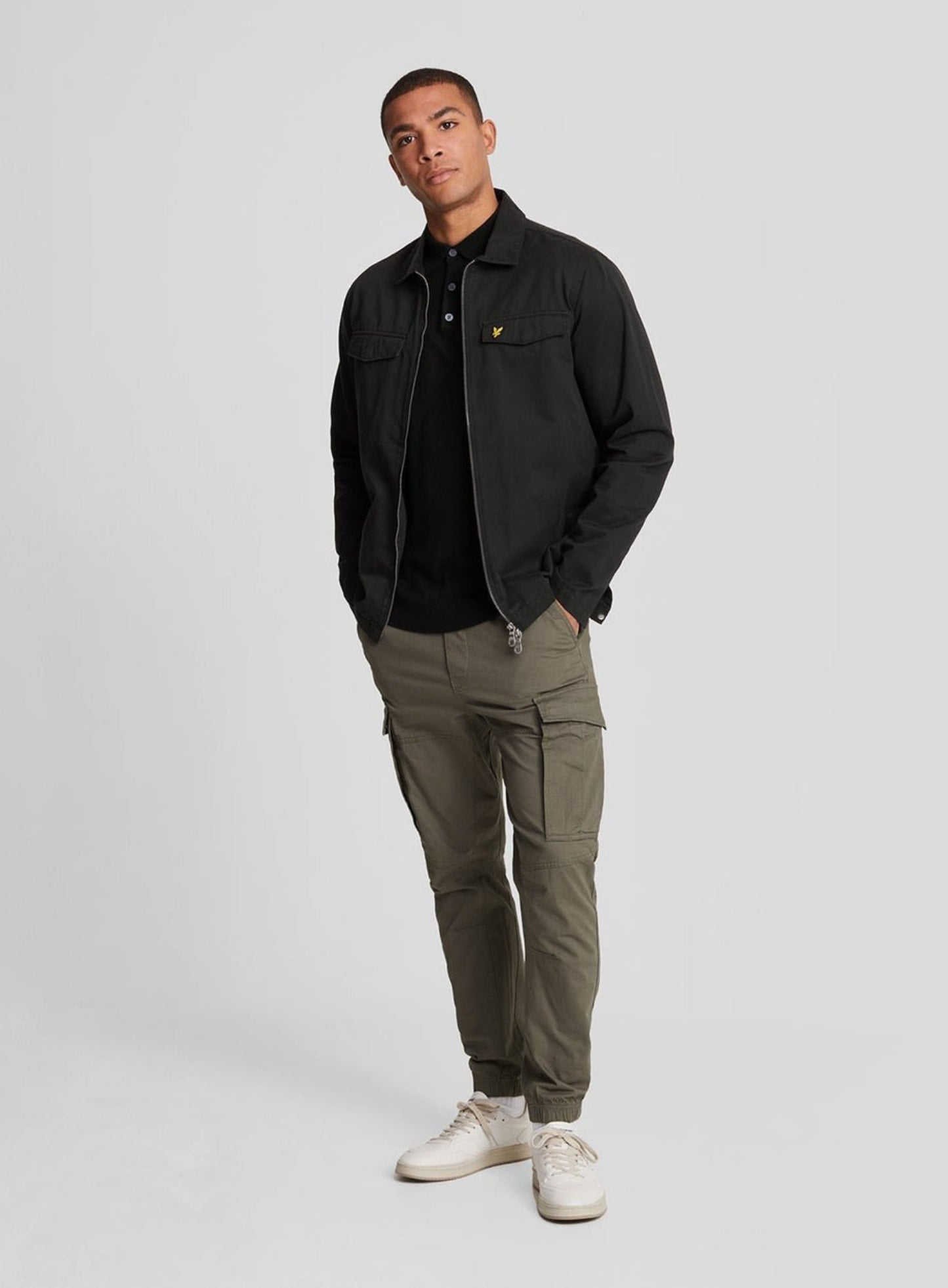 LYLE & SCOTT Cotton Merino Long Sleeve Knitted Polo Jet Black