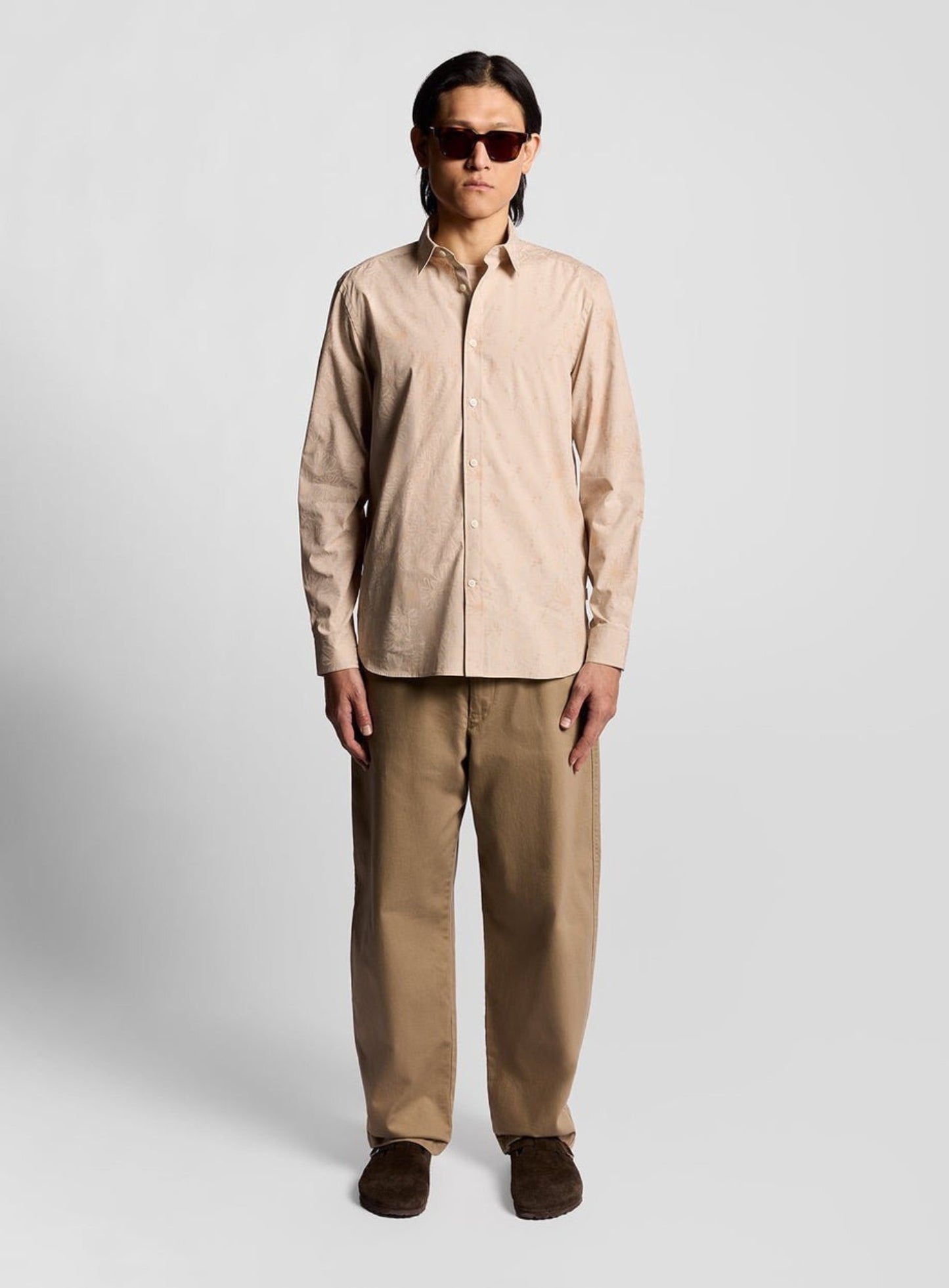 LYLE & SCOTT Floral Printed Shirt Lead Beige