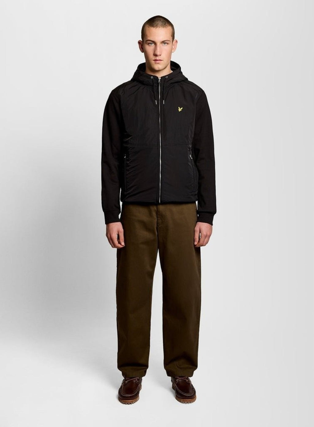 LYLE & SCOTT Half Raglan Sleeve Panneled Hoodie Jet Black