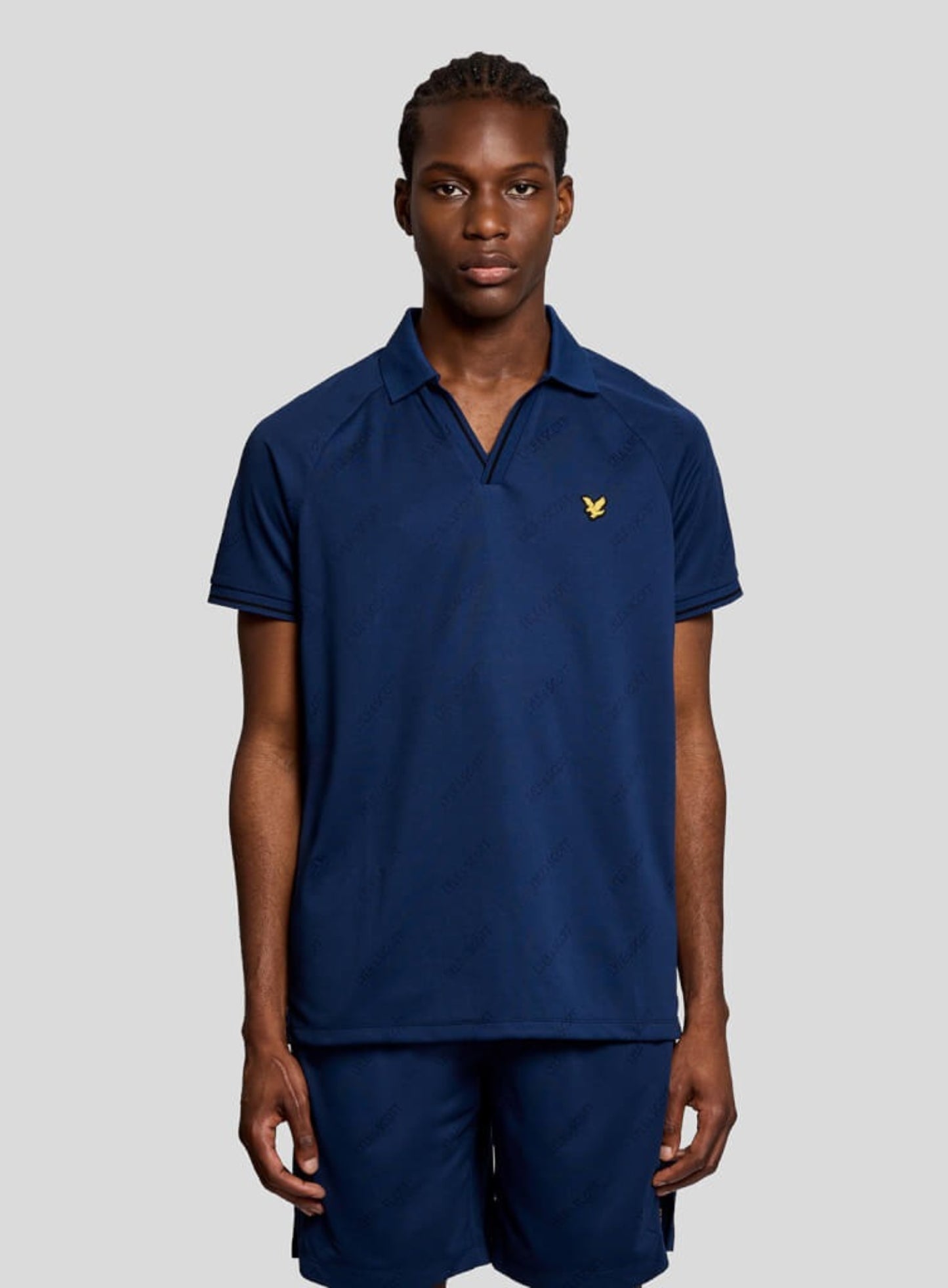 LYLE & SCOTT Embossed Football Polo Navy Peony