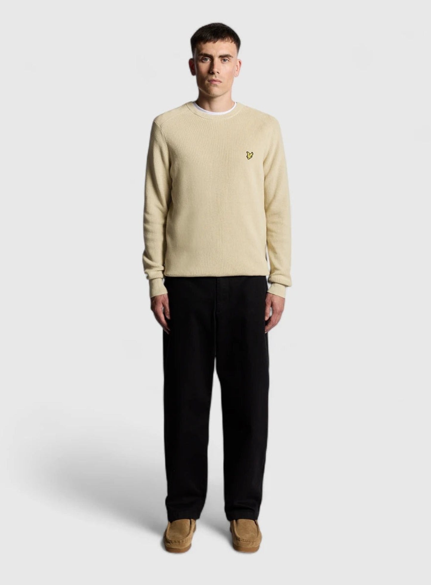 LYLE & SCOTT Engineered Rib Crew Neck Grey Taupe