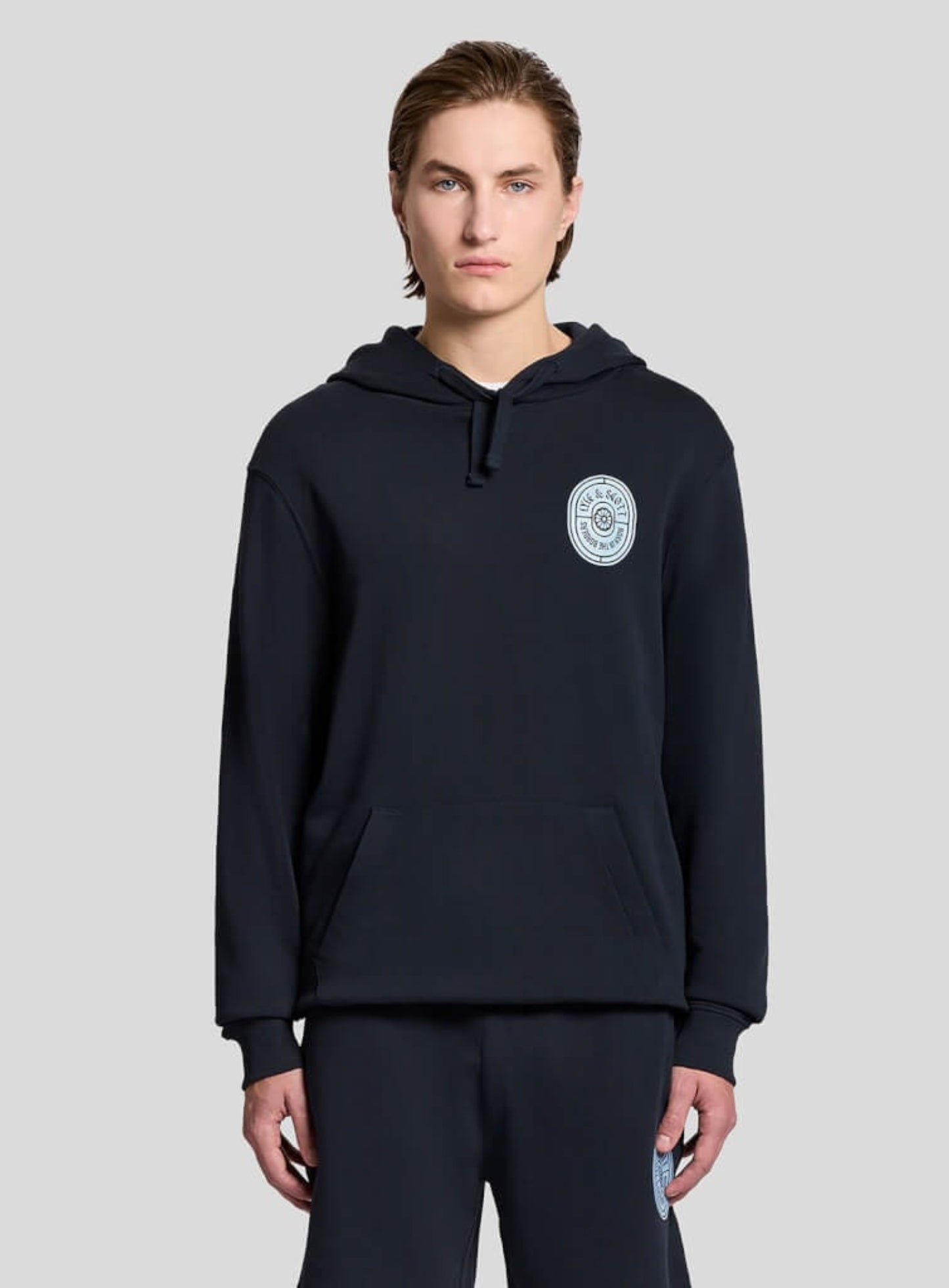 LYLE & SCOTT Borders Label Graphic Hoodie Dark Navy