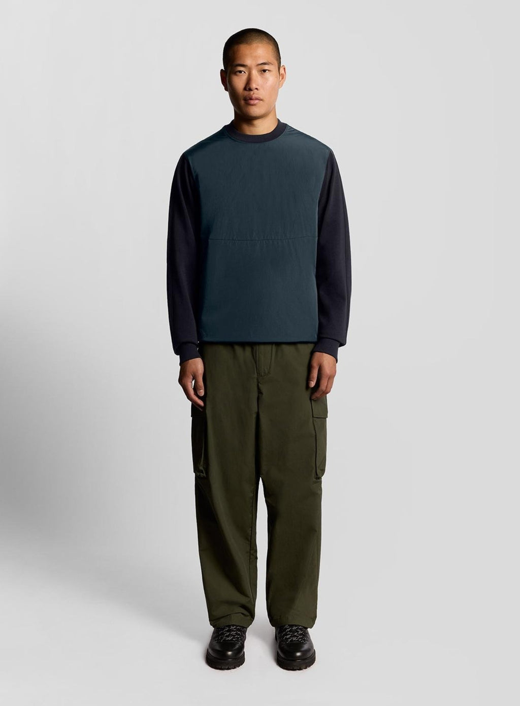 LYLE & SCOTT Half Raglan Sleeve Panneled Sweatshirt Dark Navy