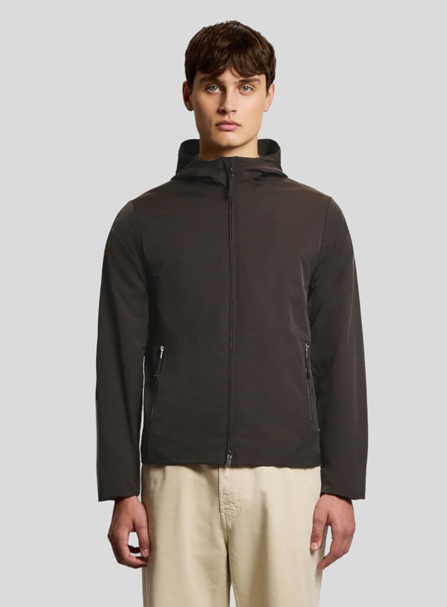 LYLE & SCOTT Nylon Zip Through Hooded Jacket Licorice