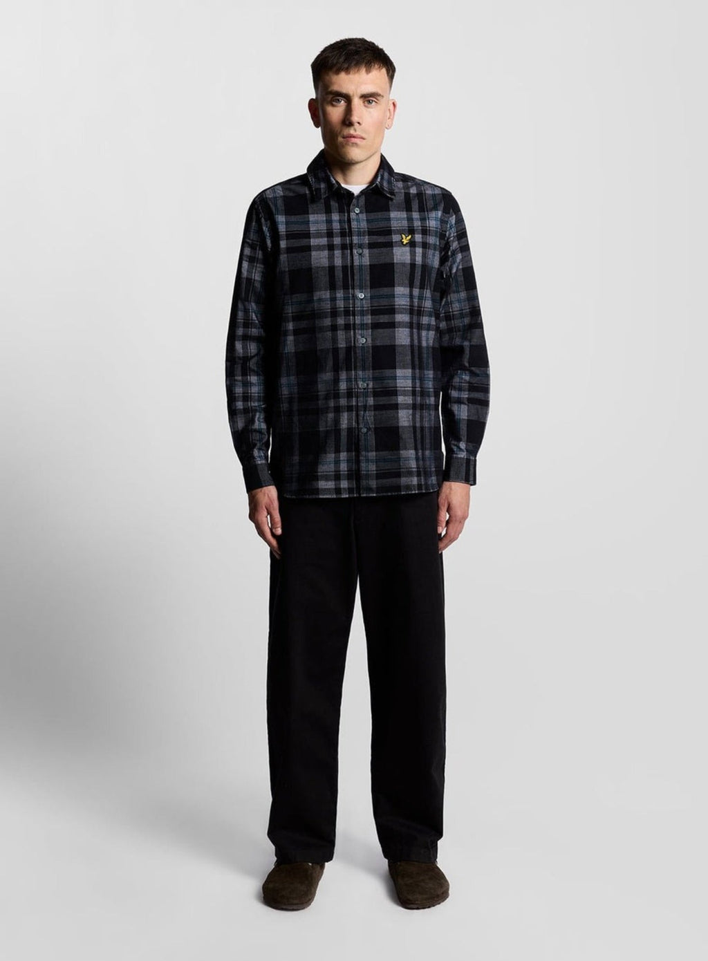 LYLE & SCOTT Tartan Corduroy Shirt Jet Black/ White