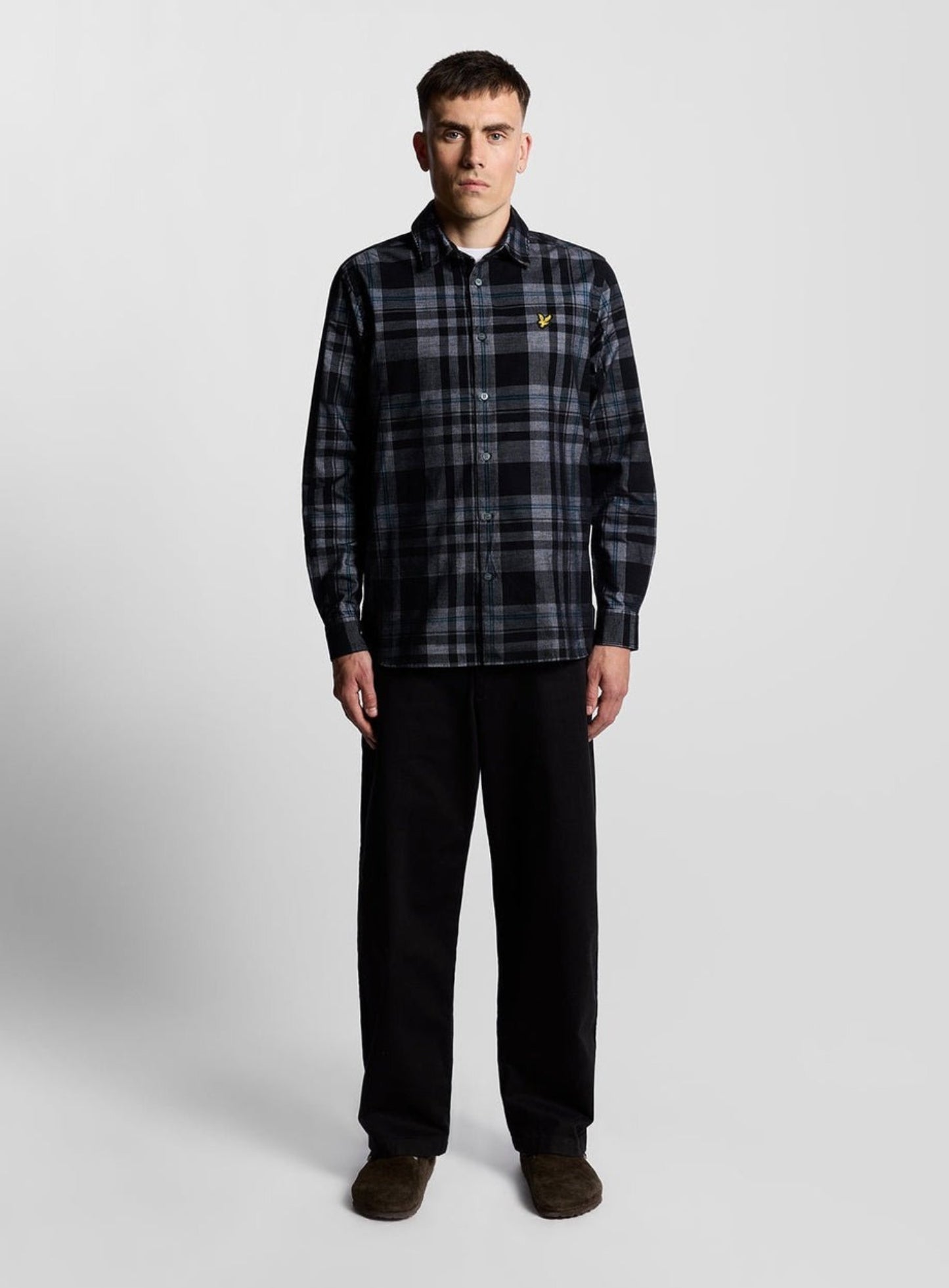LYLE & SCOTT Tartan Corduroy Shirt Jet Black/ White