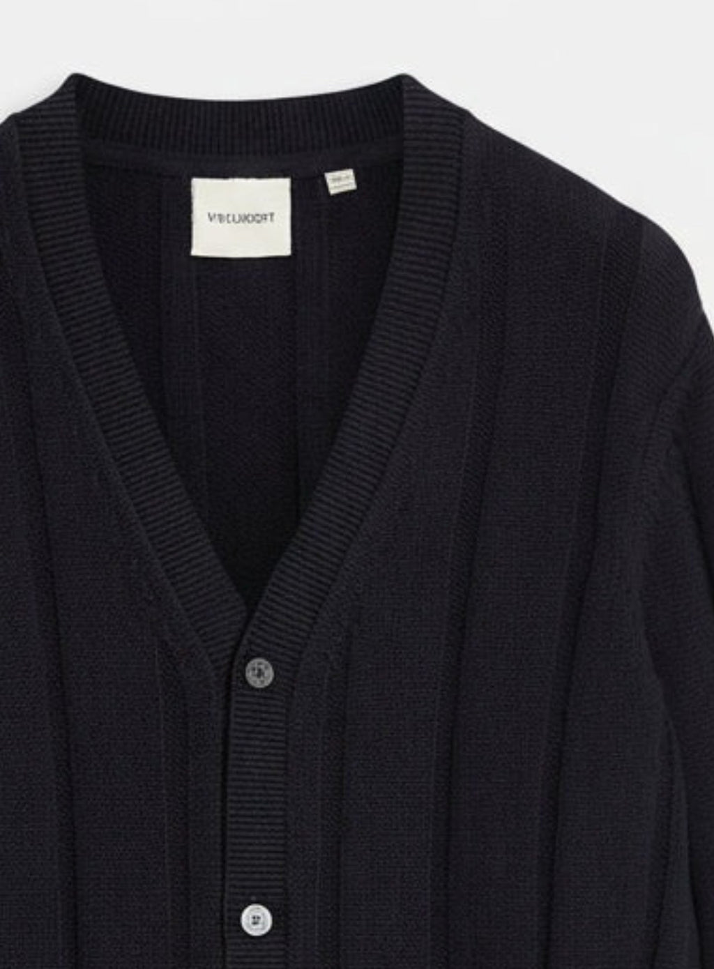 LYLE & SCOTT Drop Stitch Rib Knitted Cardigan Deep Navy