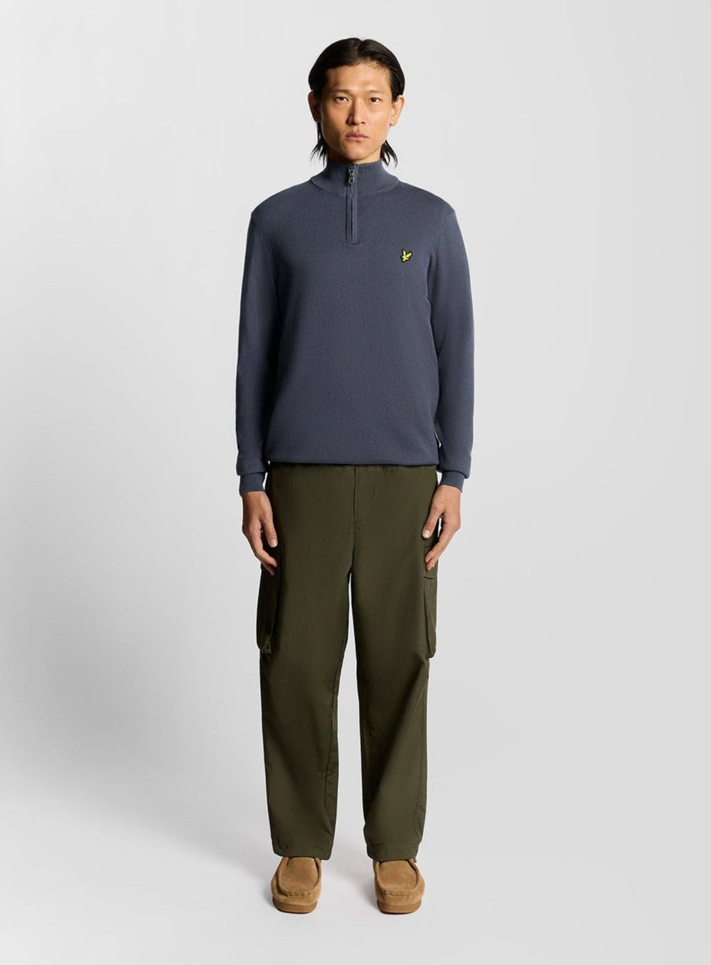 LYLE & SCOTT Cotton Merino Quarter Zip Jumper Graystone
