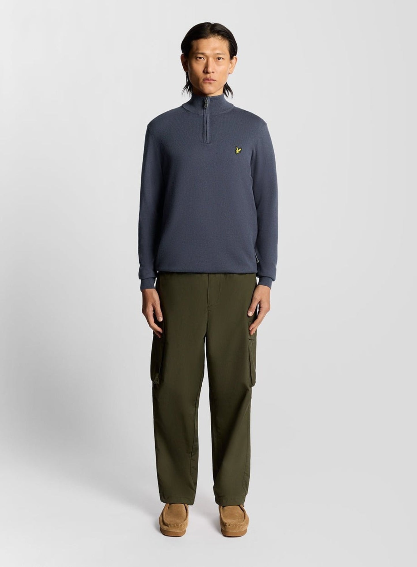 LYLE & SCOTT Cotton Merino Quarter Zip Jumper Graystone