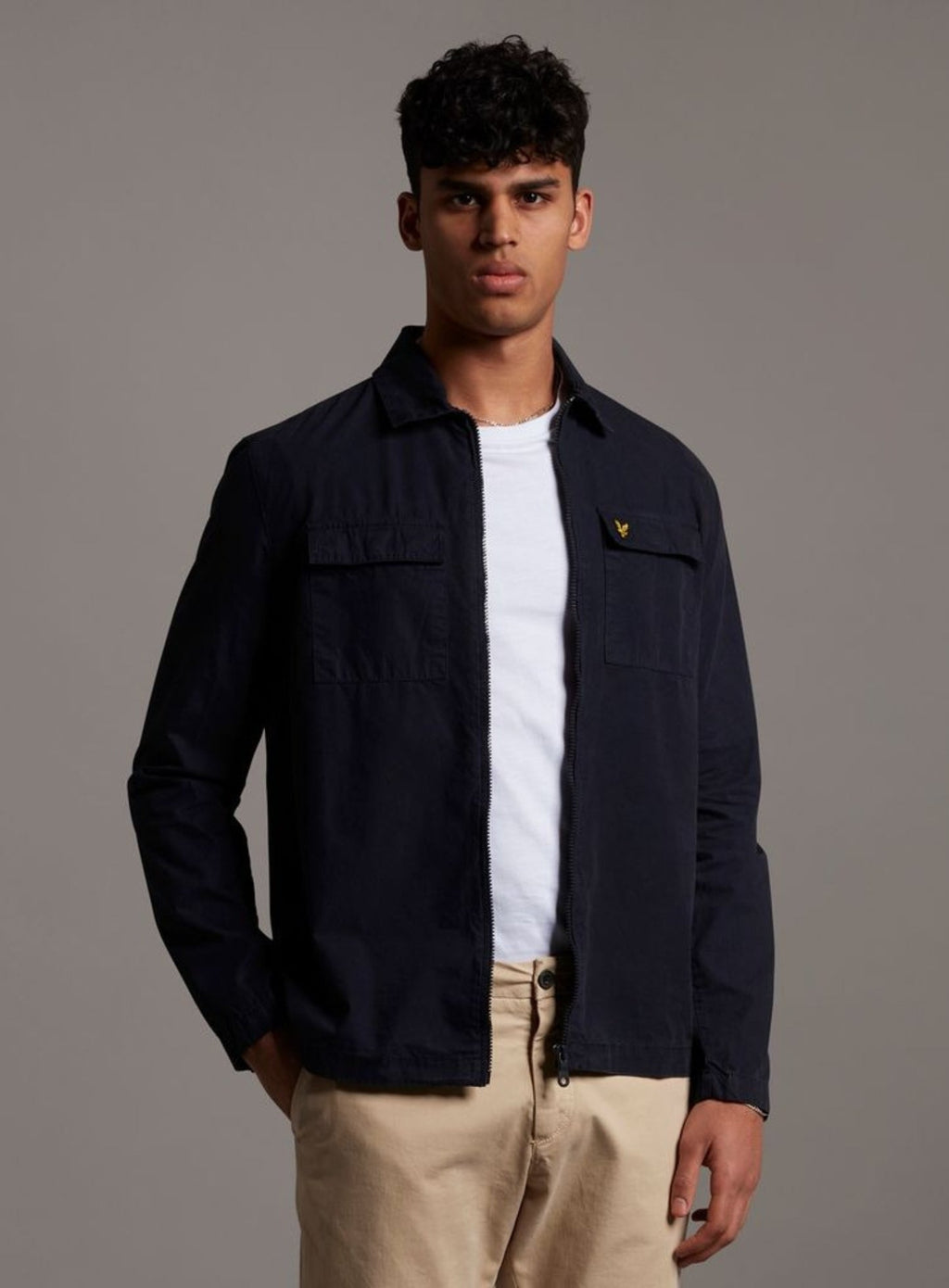 LYLE & SCOTT Cotton Long Sleeve Zip Overshirt Dark Navy