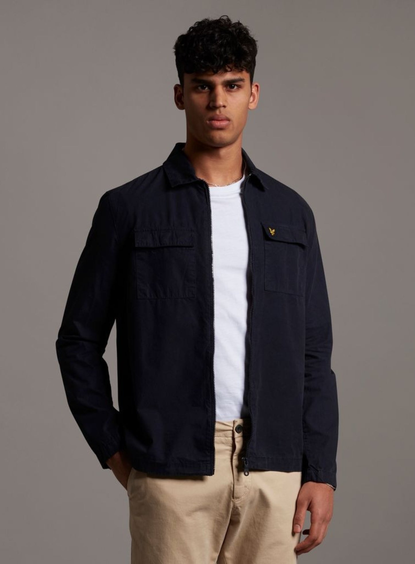 LYLE & SCOTT Cotton Long Sleeve Zip Overshirt Dark Navy