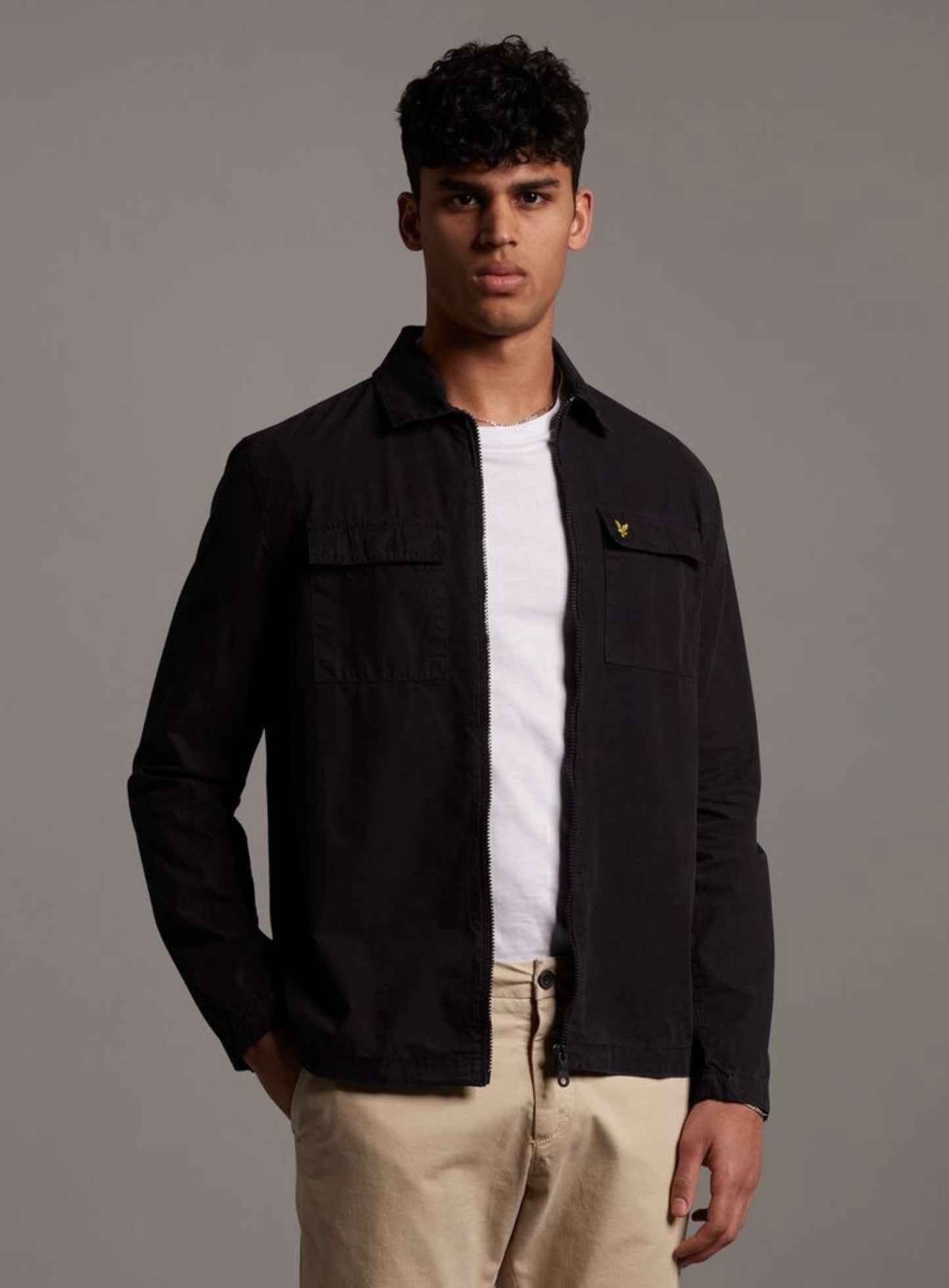 LYLE & SCOTT Zip Through Cotton Overshirt Black