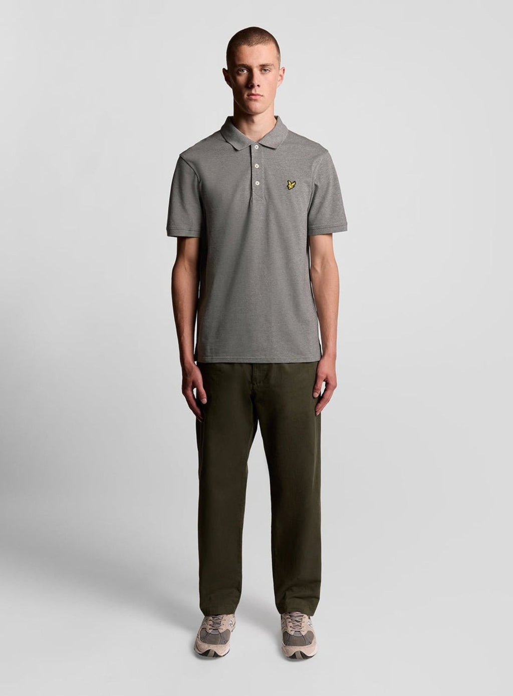 LYLE & SCOTT Plain Polo Shirt Mid Grey Marl