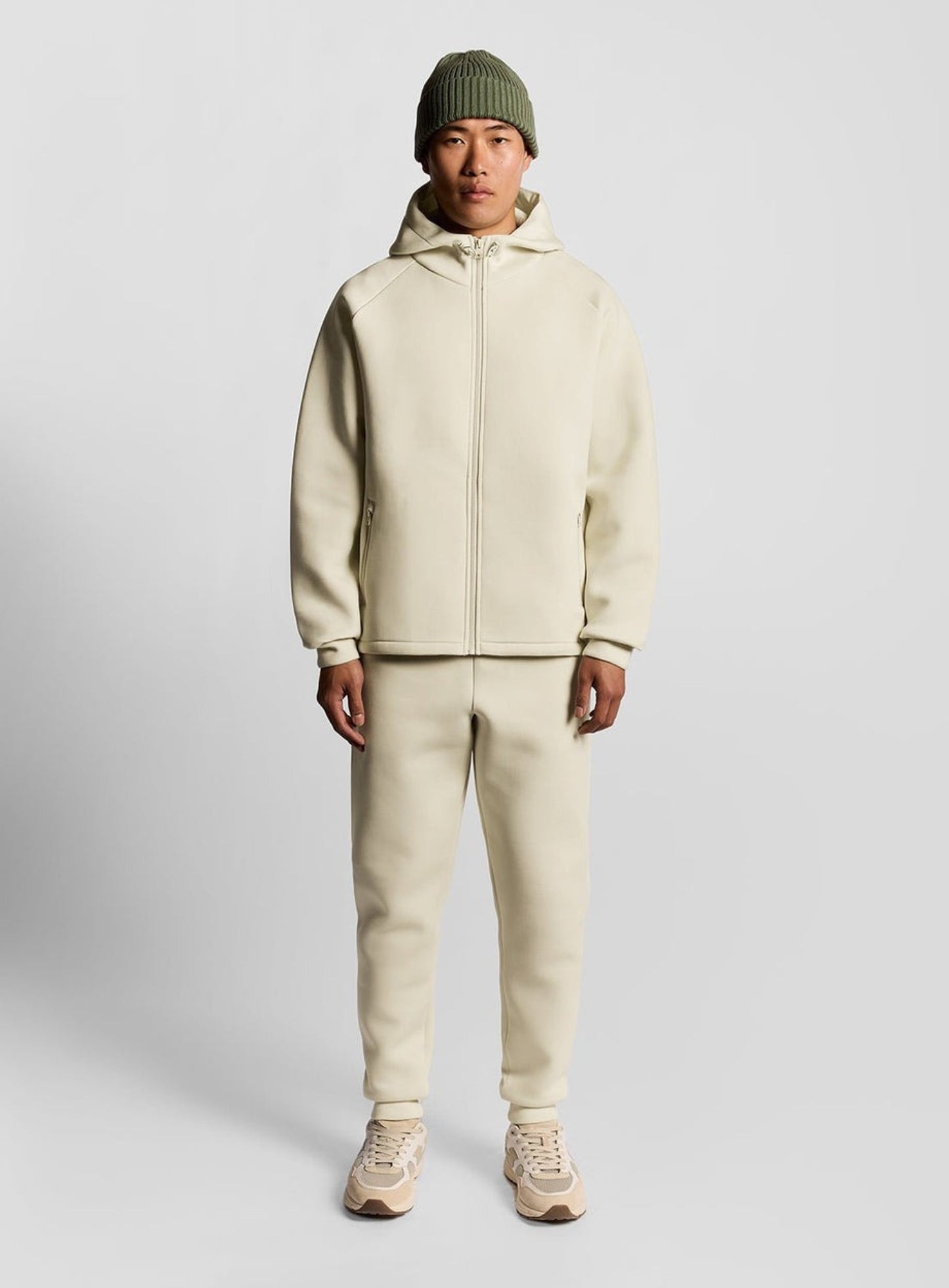 LYLE & SCOTT Neoprene Zip Through Hoodie Bleached Stone