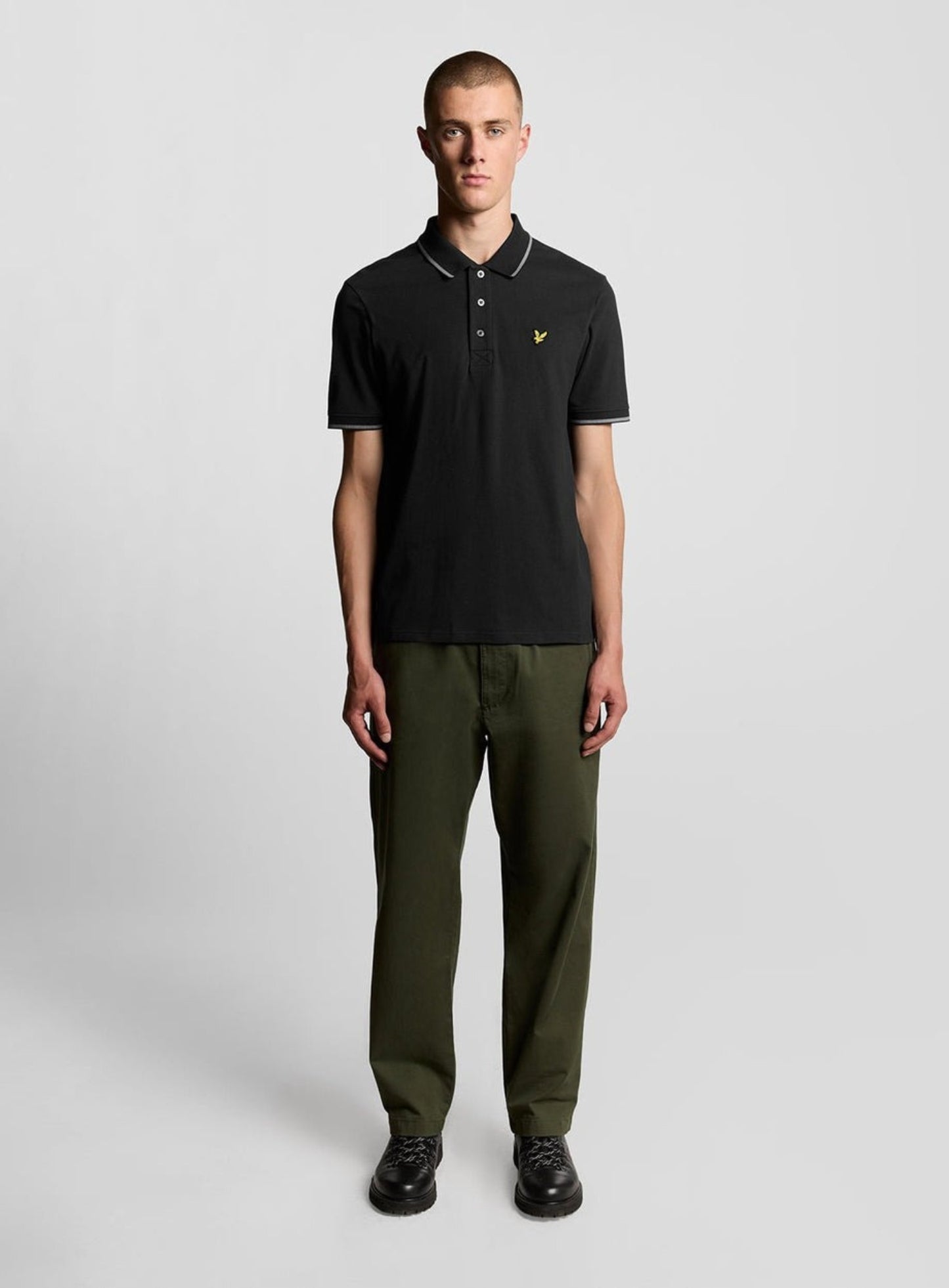 LYLE & SCOTT Tipped Polo Shirt Black Ice Ocean Sky