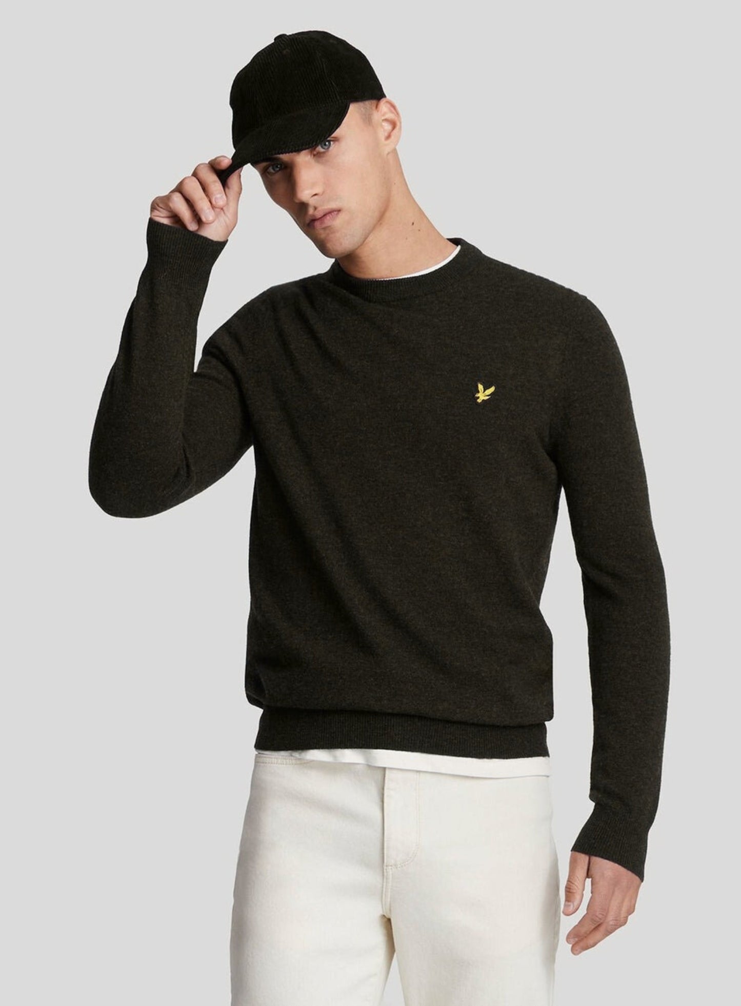 LYLE & SCOTT Lambswool Blend Crew Neck Jumper Jet Black Marl