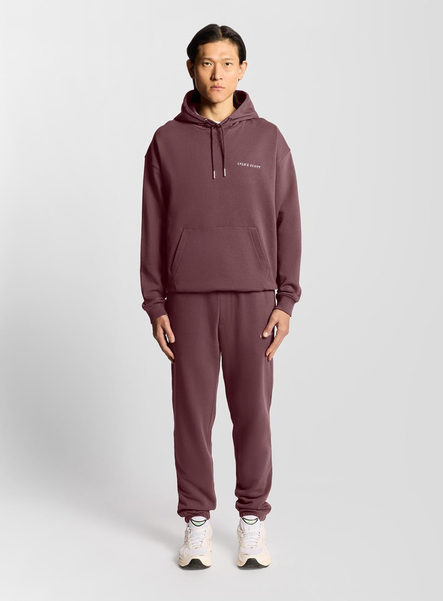 LYLE & SCOTT Hooded Sweatshirt Script Brushback Dusky Maroon