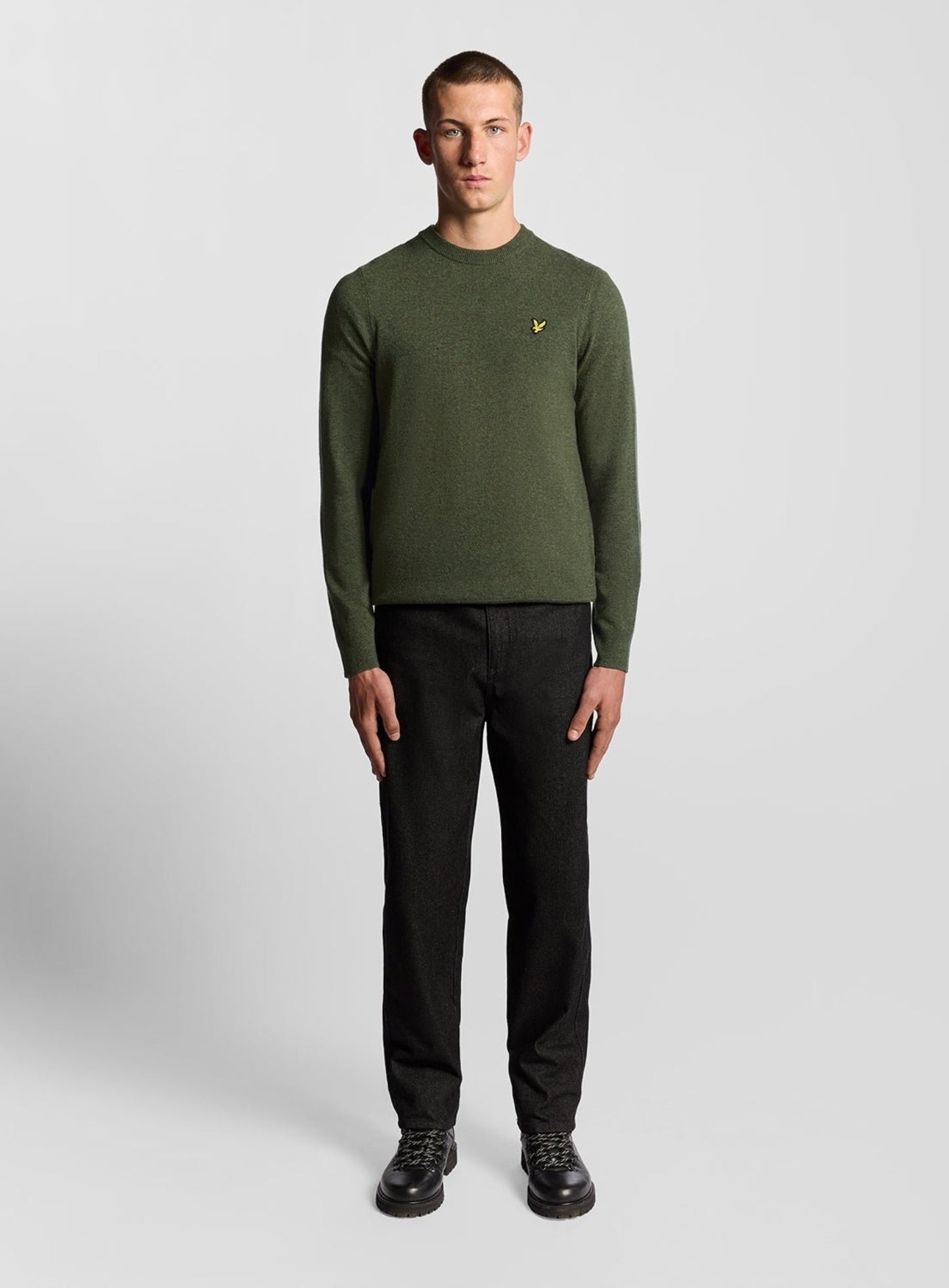 LYLE & SCOTT Lambswool Blend Crew Neck Jumper Deep Depths Marl