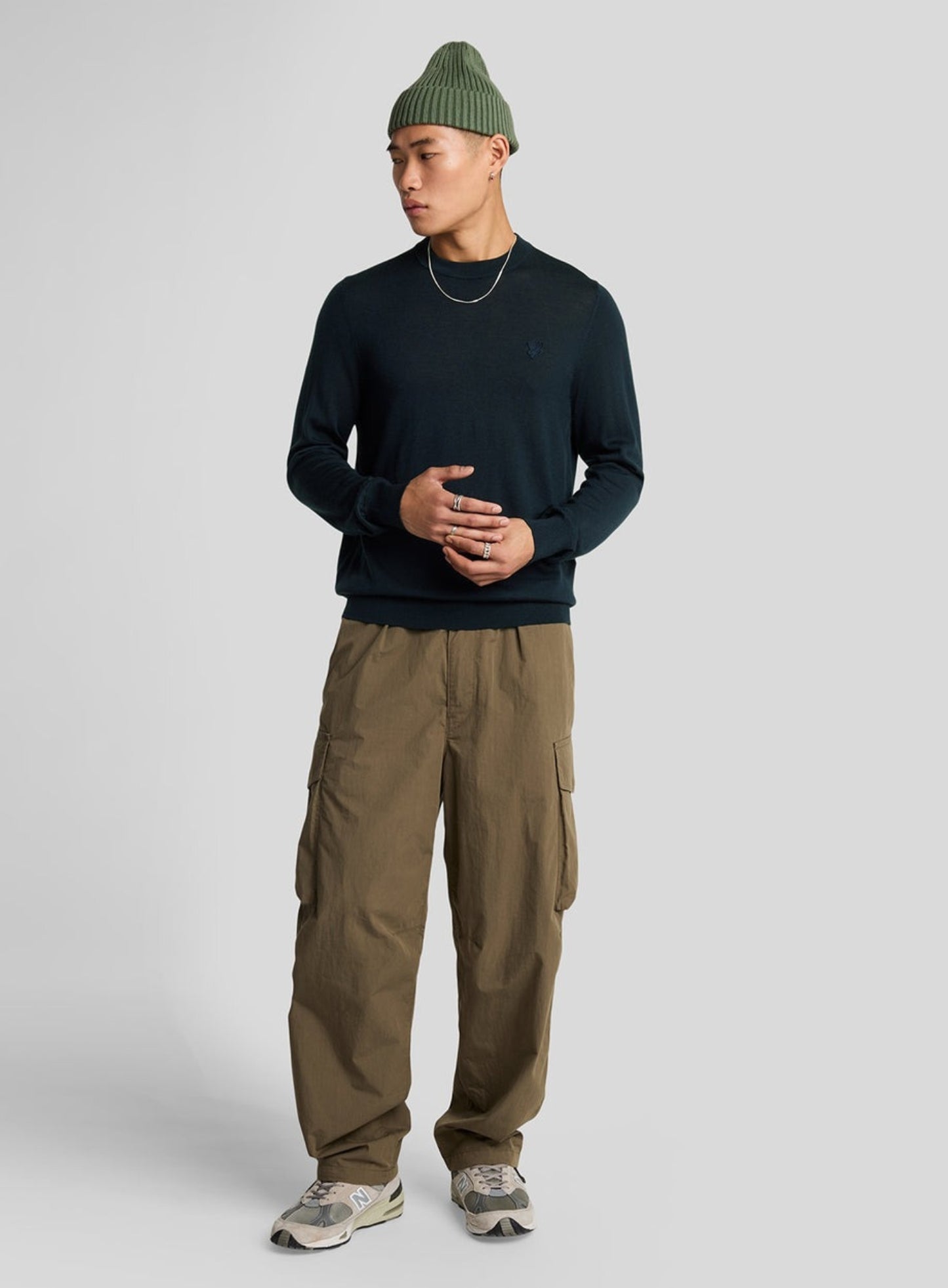 LYLE & SCOTT Tonal Eagle Merino Crew Neck Jumper Dark Navy