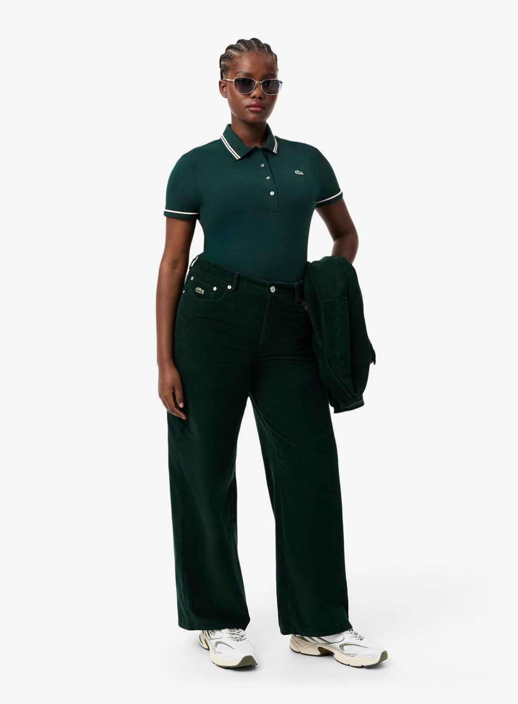 LACOSTE WOMEN L.12.D Slim Fit Trim Detail Polo Shirt Green