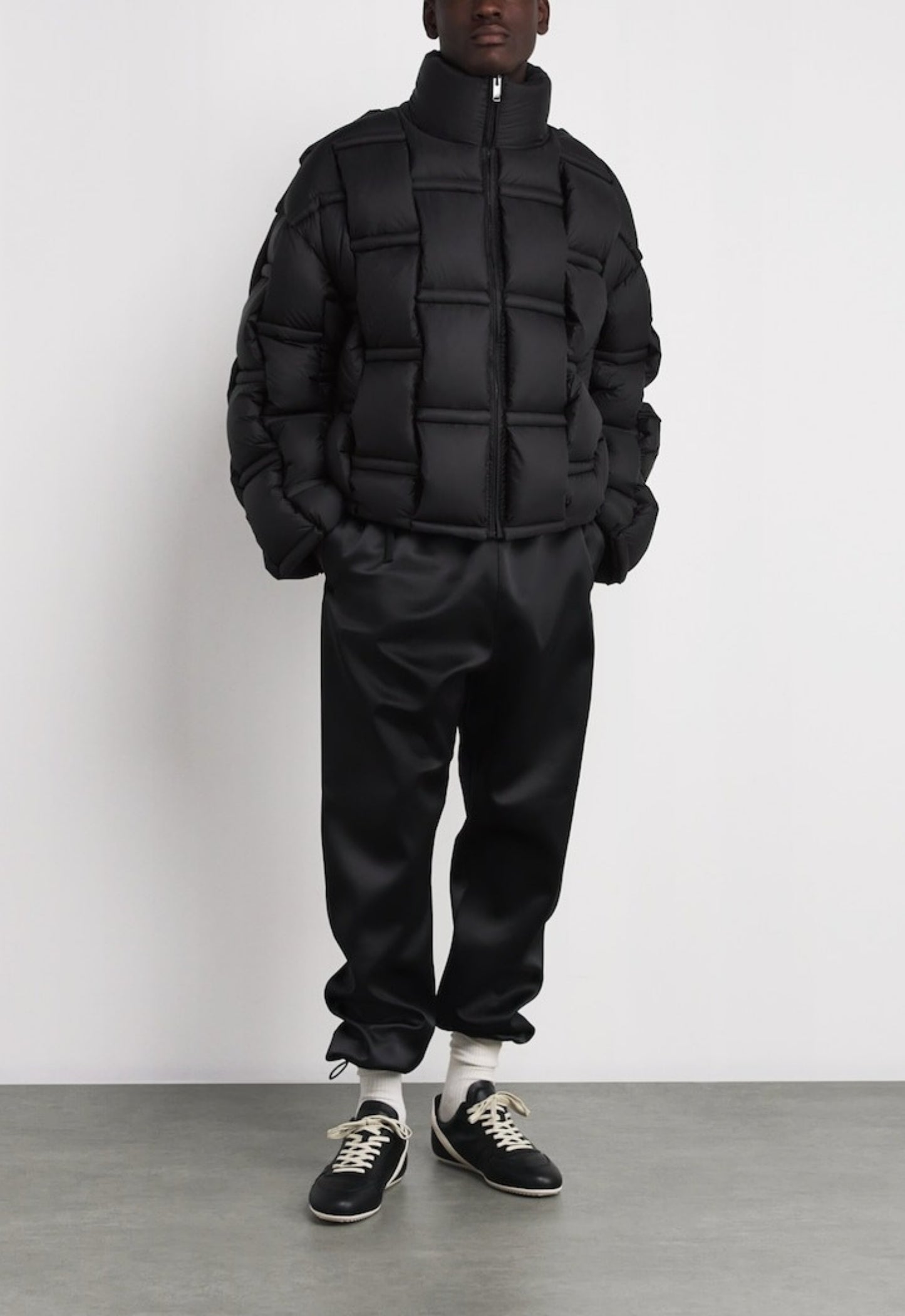 RAXXY 3D Down-Filled Angular Puffer Geometric Padded Jacket Black
