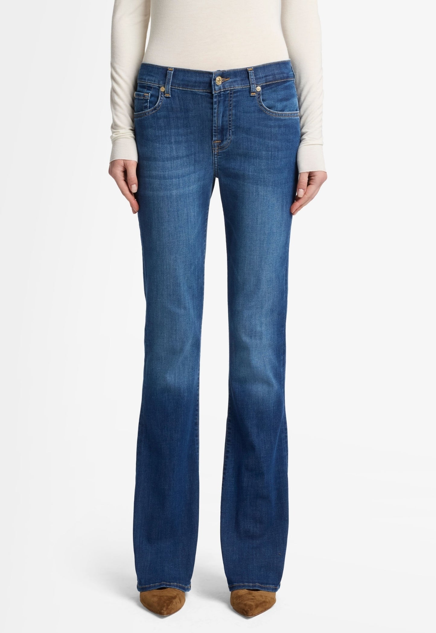 7 FOR ALL MANKIND WOMEN BOOTCUT Duchess Mid waist Jeans Mid Blue