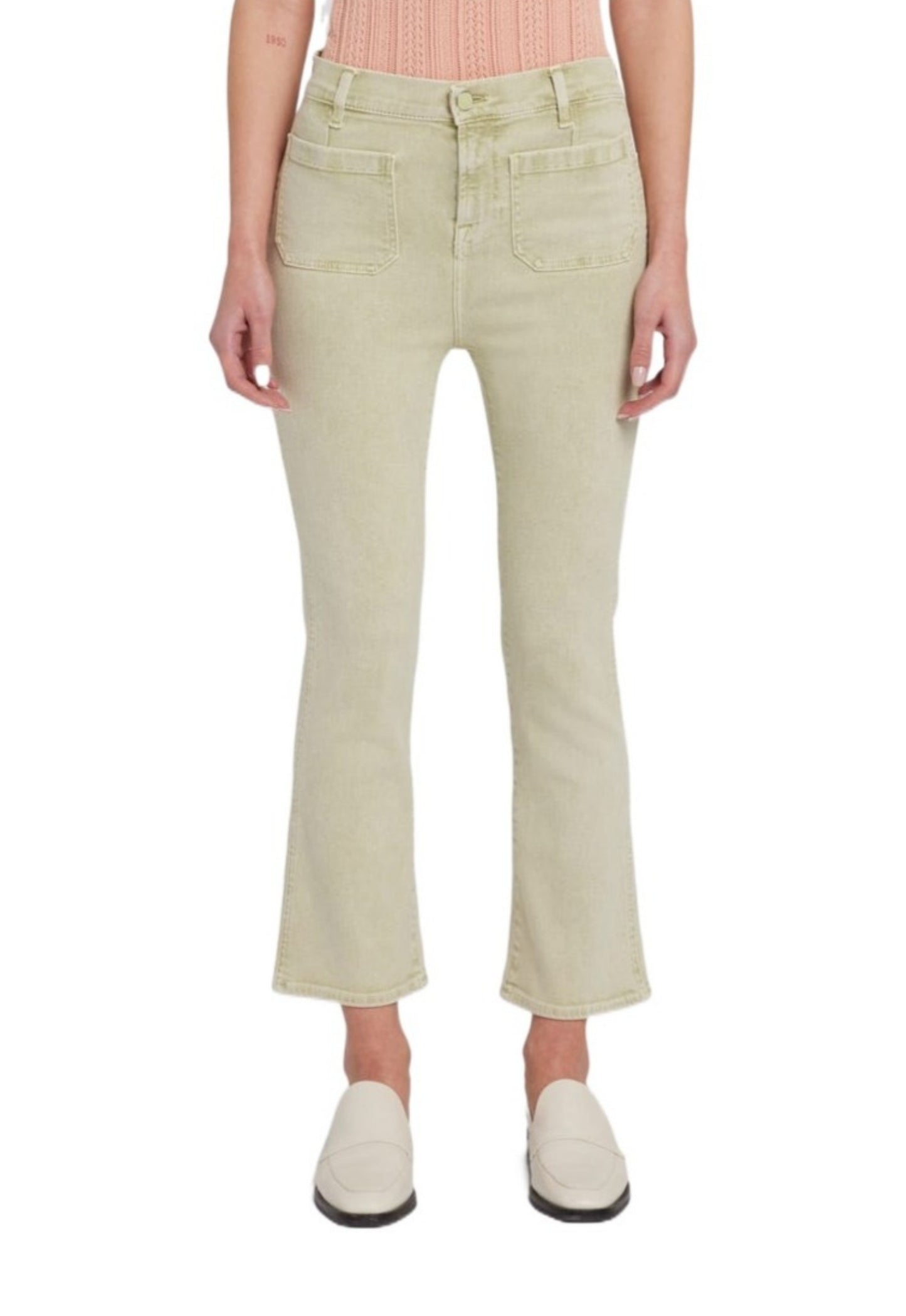 7 FOR ALL MANKIND WOMEN High-rise Slim-kick Jeans Patch Pockets Pear