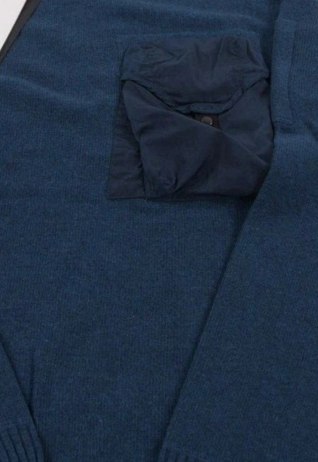 C.P COMPANY Knitwear Sweater Nylon Pocket Wool Crew Neck Blue