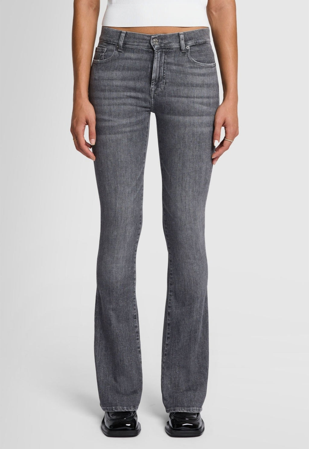 7 FOR ALL MANKIND WOMEN BOOTCUT Soho Slim Illusion Mid Waist Jeans Grey
