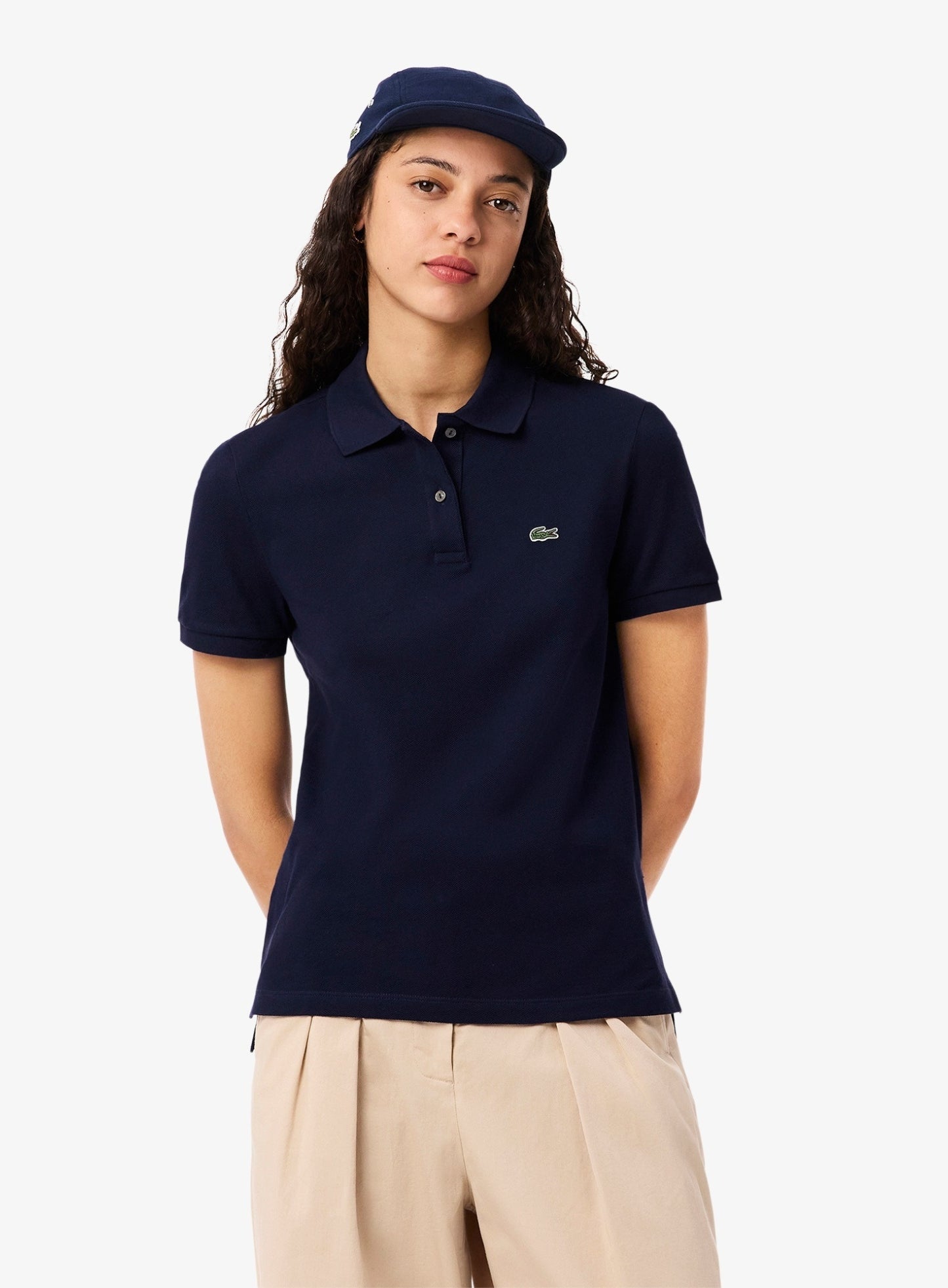 LACOSTE WOMEN Regular Fit Supple Petit Piqué Polo Shirt Midnight Blue