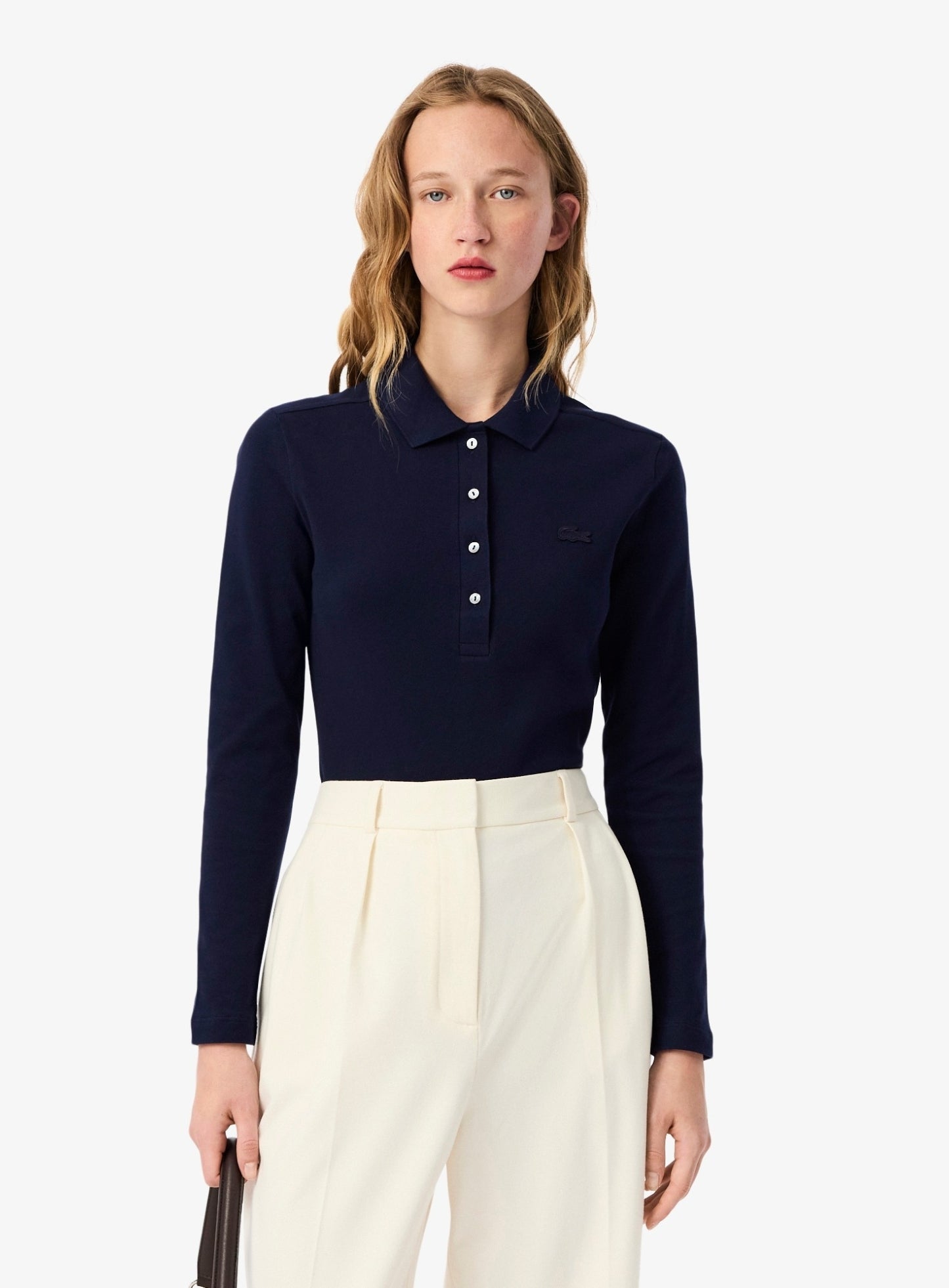 LACOSTE WOMEN Slim Fit L.12.D Stretch Piqué Polo Shirt Midnight Blue