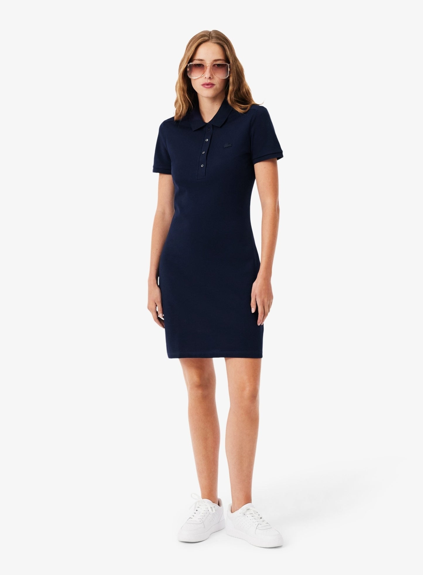 LACOSTE WOMEN Slim Fit Stretch Piqué Polo Dress Midnight Blue