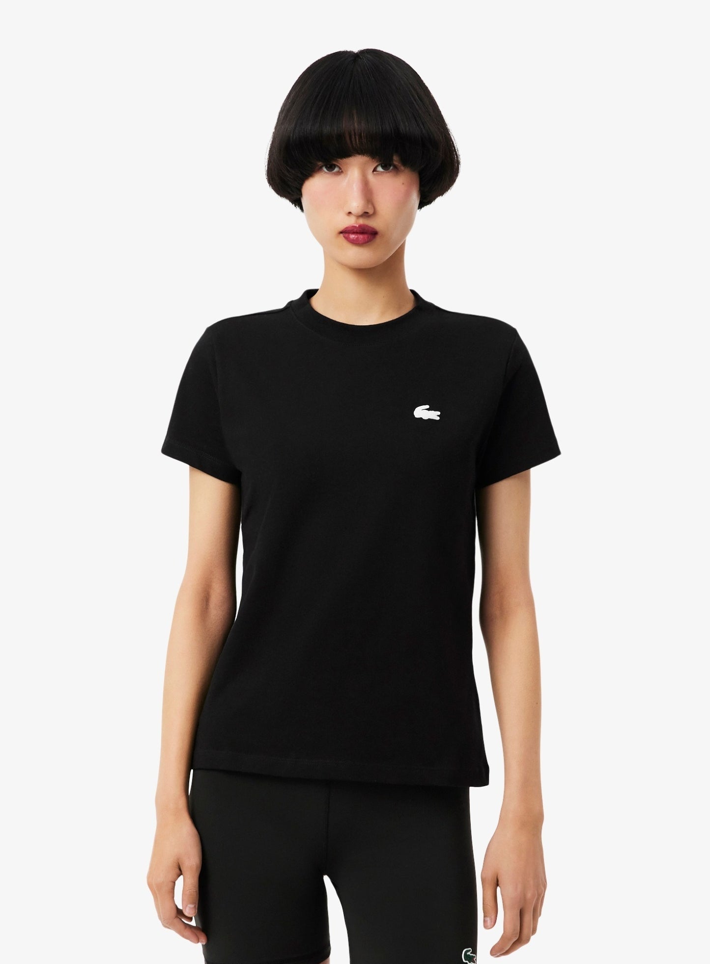 LACOSTE WOMEN Ultra Dry Technical Cotton Sport T-shirt Black