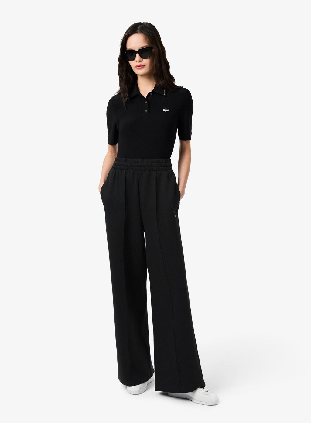LACOSTE WOMEN Cotton Wide Leg Sweatpants Black