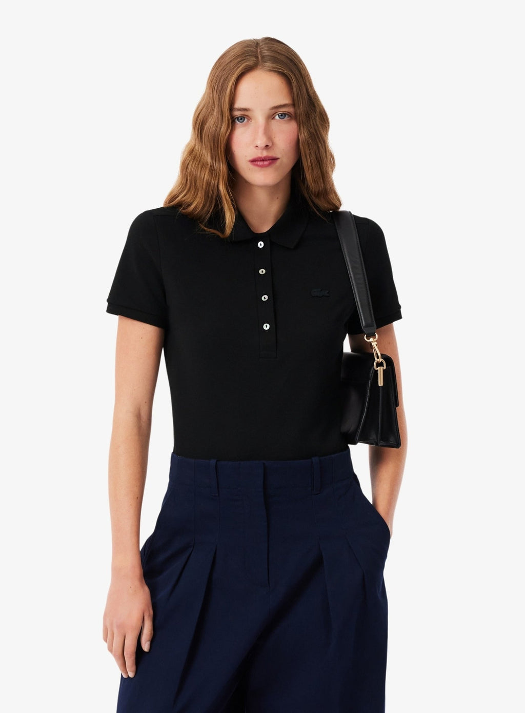 LACOSTE WOMEN L.12.D Slim Fit Stretch Piqué Polo Shirt Black