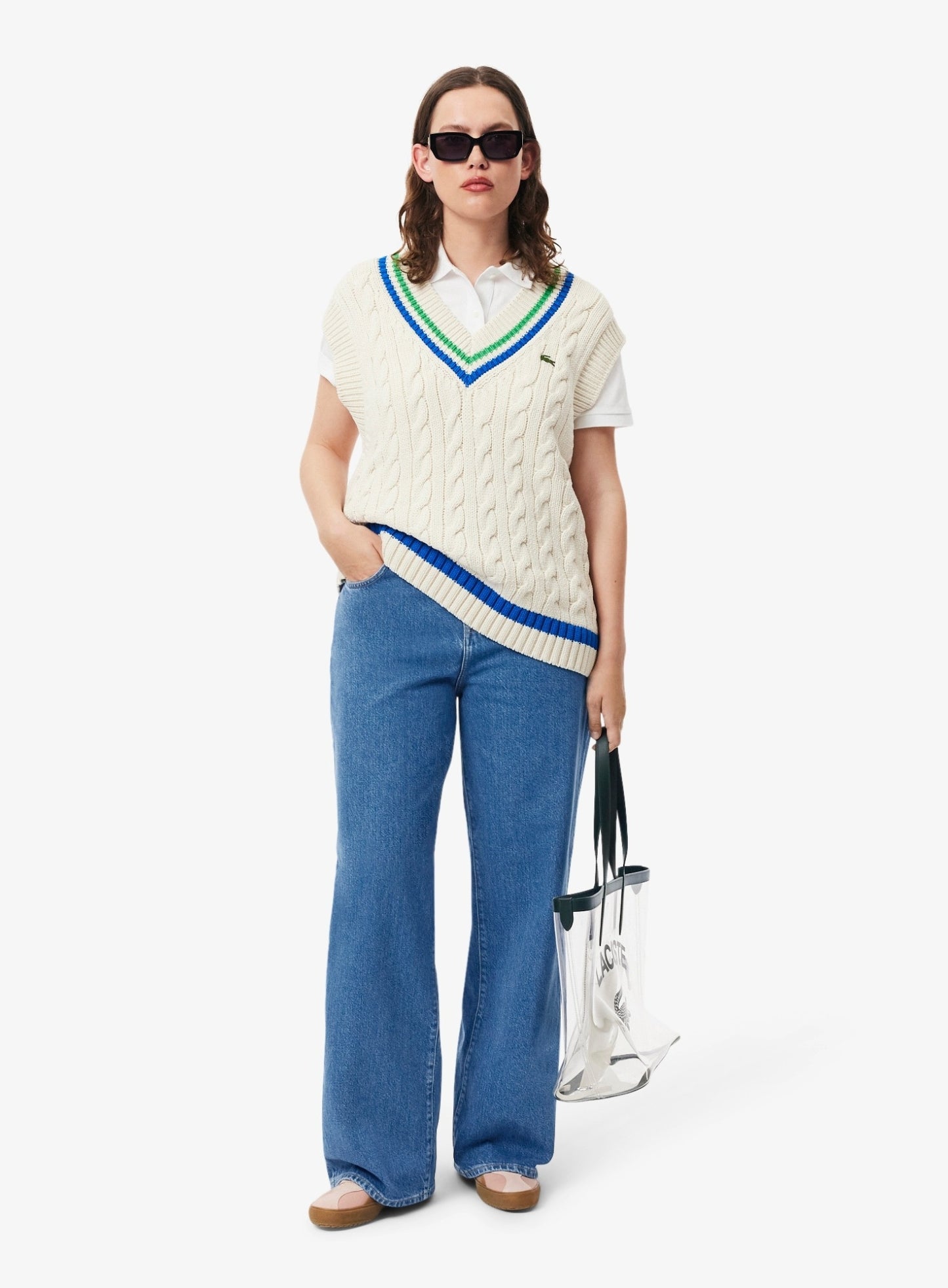 LACOSTE WOMEN Wide Fit Denim Jeans Blue
