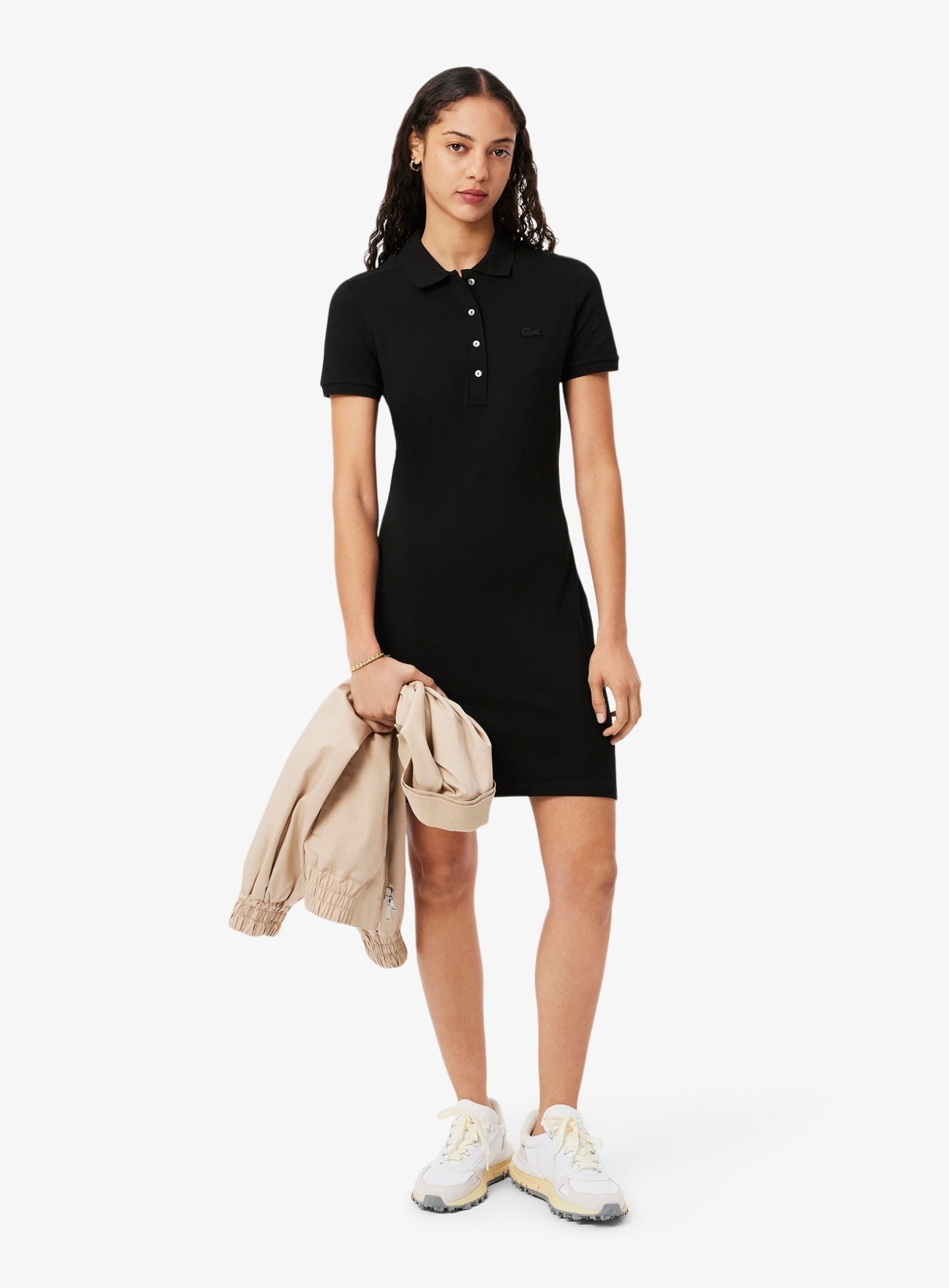 LACOSTE WOMEN Slim Fit Stretch Piqué Polo Dress Black