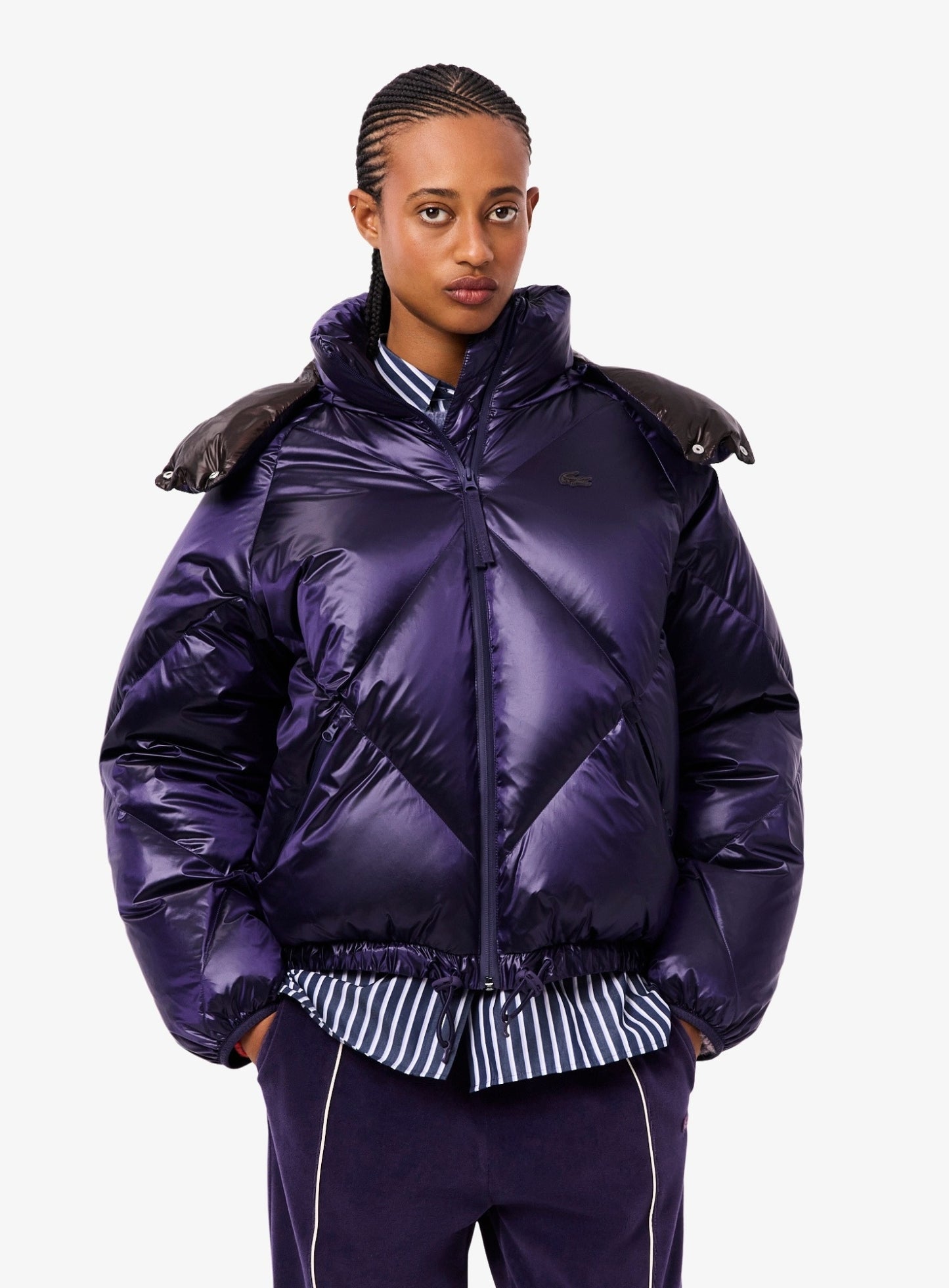 LACOSTE WOMEN Oversized Water-Repellent Down Jacket Purple