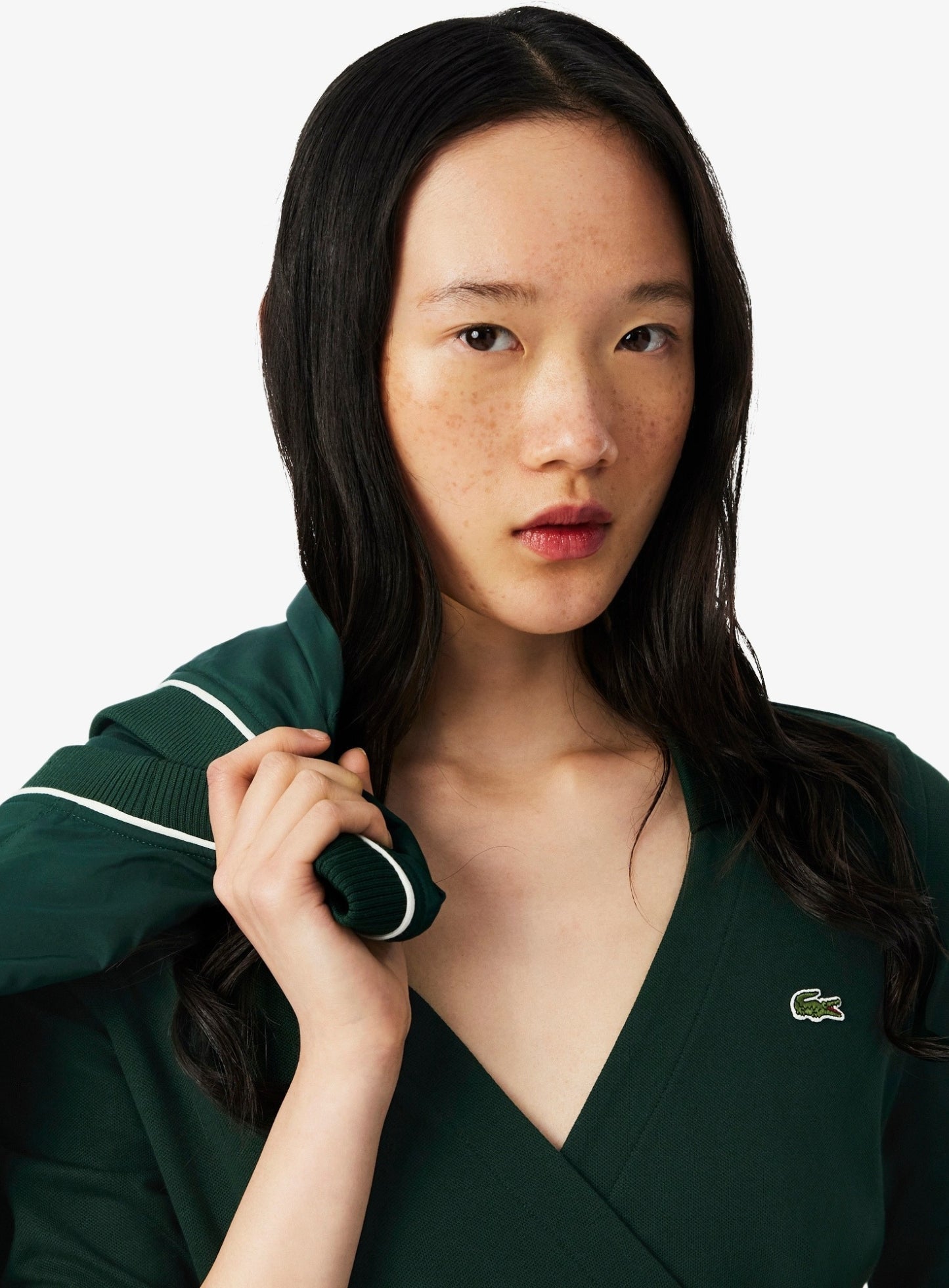LACOSTE WOMEN Stretch Mini Piqué Wrap Polo Dress Sinople Green