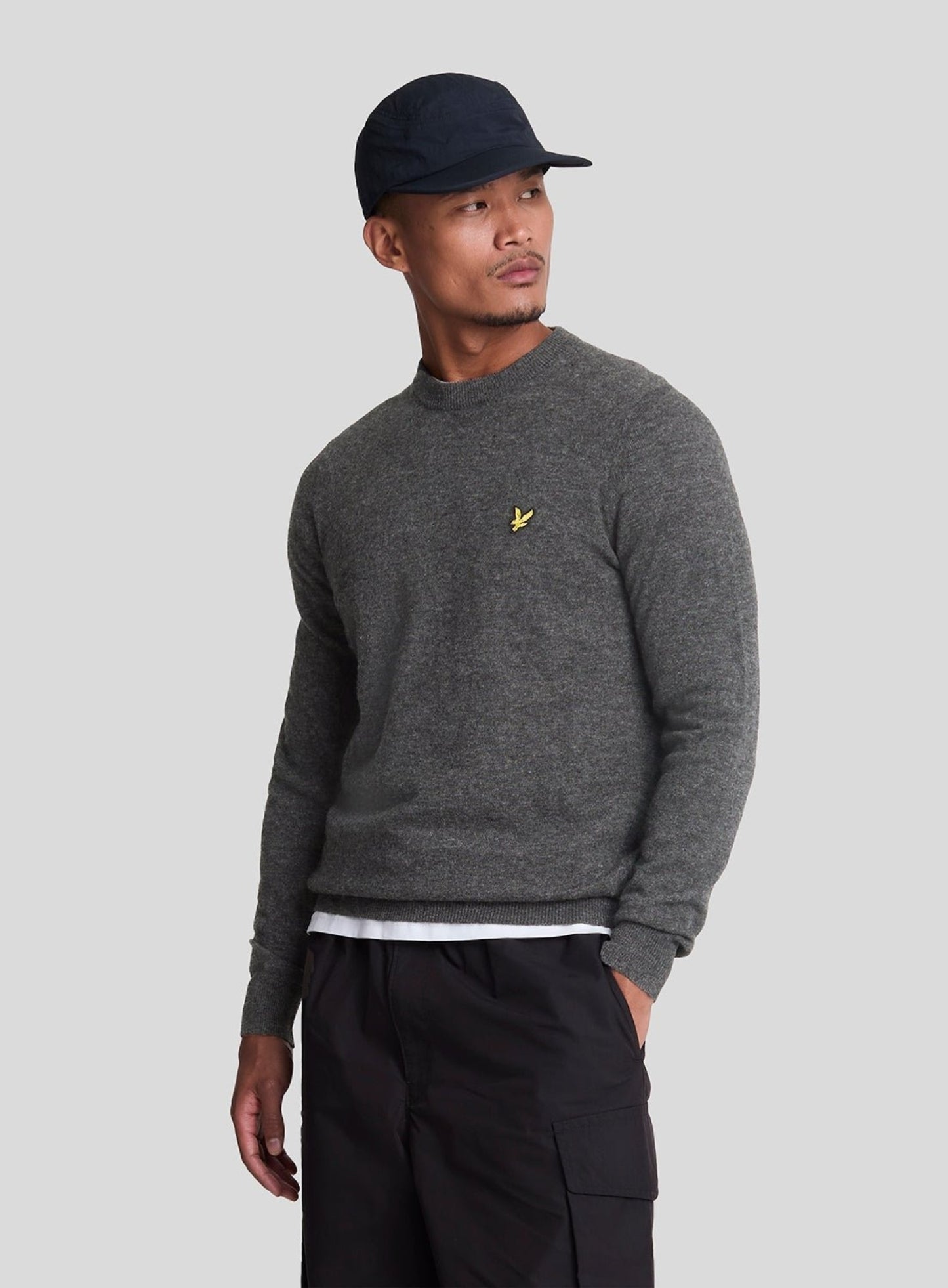 LYLE & SCOTT Lambswool Blend Crew Neck Jumper Charcoal Marl