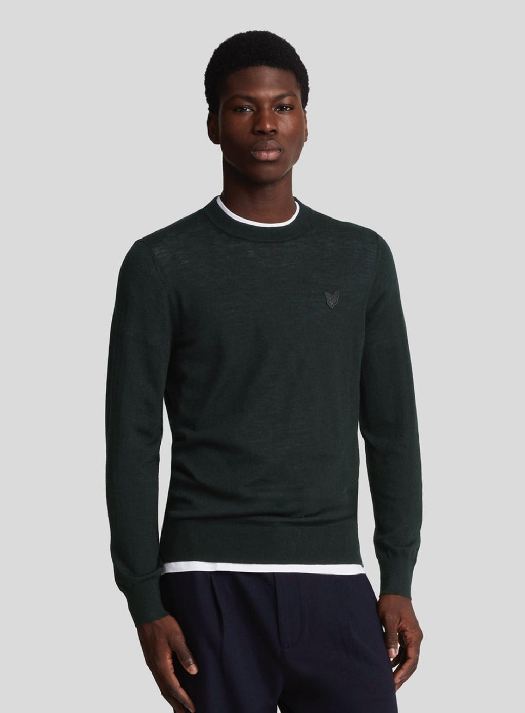 LYLE & SCOTT Tonal Eagle Merino Crew Neck Jumper Jet Black
