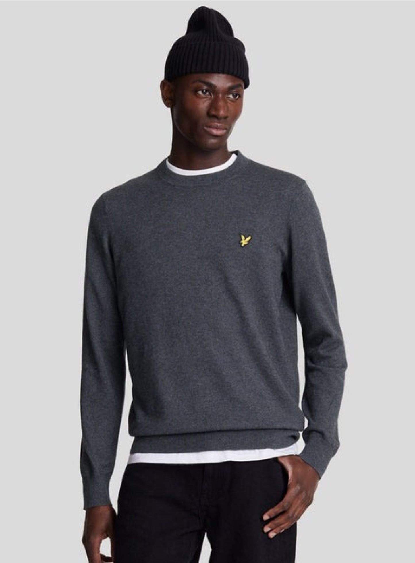 LYLE & SCOTT Cotton Merino Crew Neck Jumper Charcoal Marl