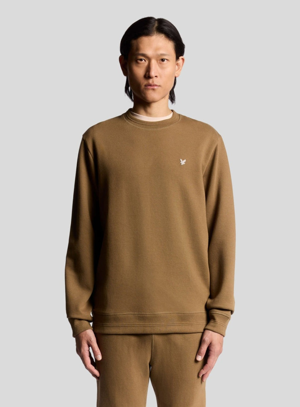 LYLE & SCOTT Diagonal Weave Crew Neck Sweatshirt Dusky Green